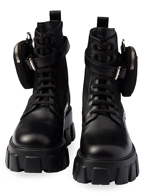 Shop Prada Monolith Leather and Re-Nylon Combat Boots | Saks Shop Prada Monolith Leather and Re-Nylon Combat Boots | Saks
