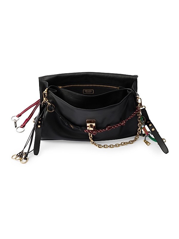 Shop Prada Soft Sound Large Leather Shoulder Bag | Saks Shop Prada Soft Sound Large Leather Shoulder Bag | Saks