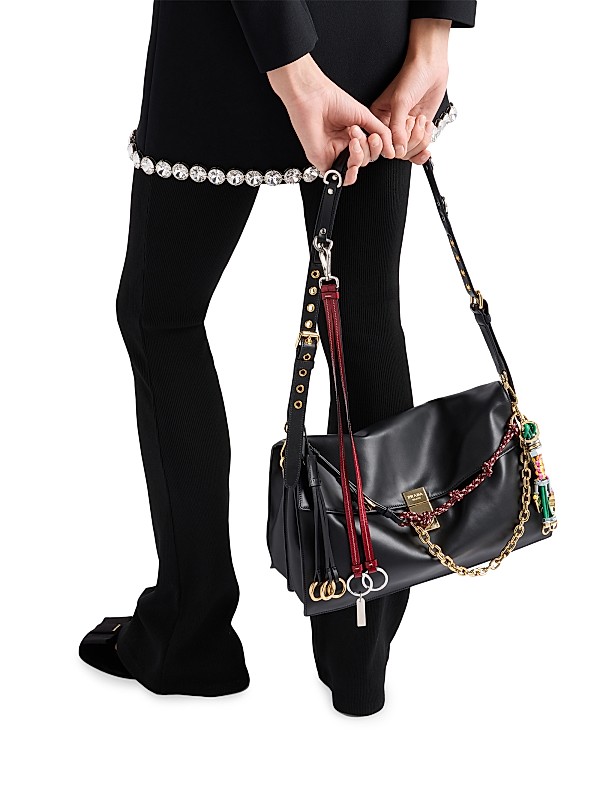 Shop Prada Soft Sound Large Leather Shoulder Bag | Saks Shop Prada Soft Sound Large Leather Shoulder Bag | Saks