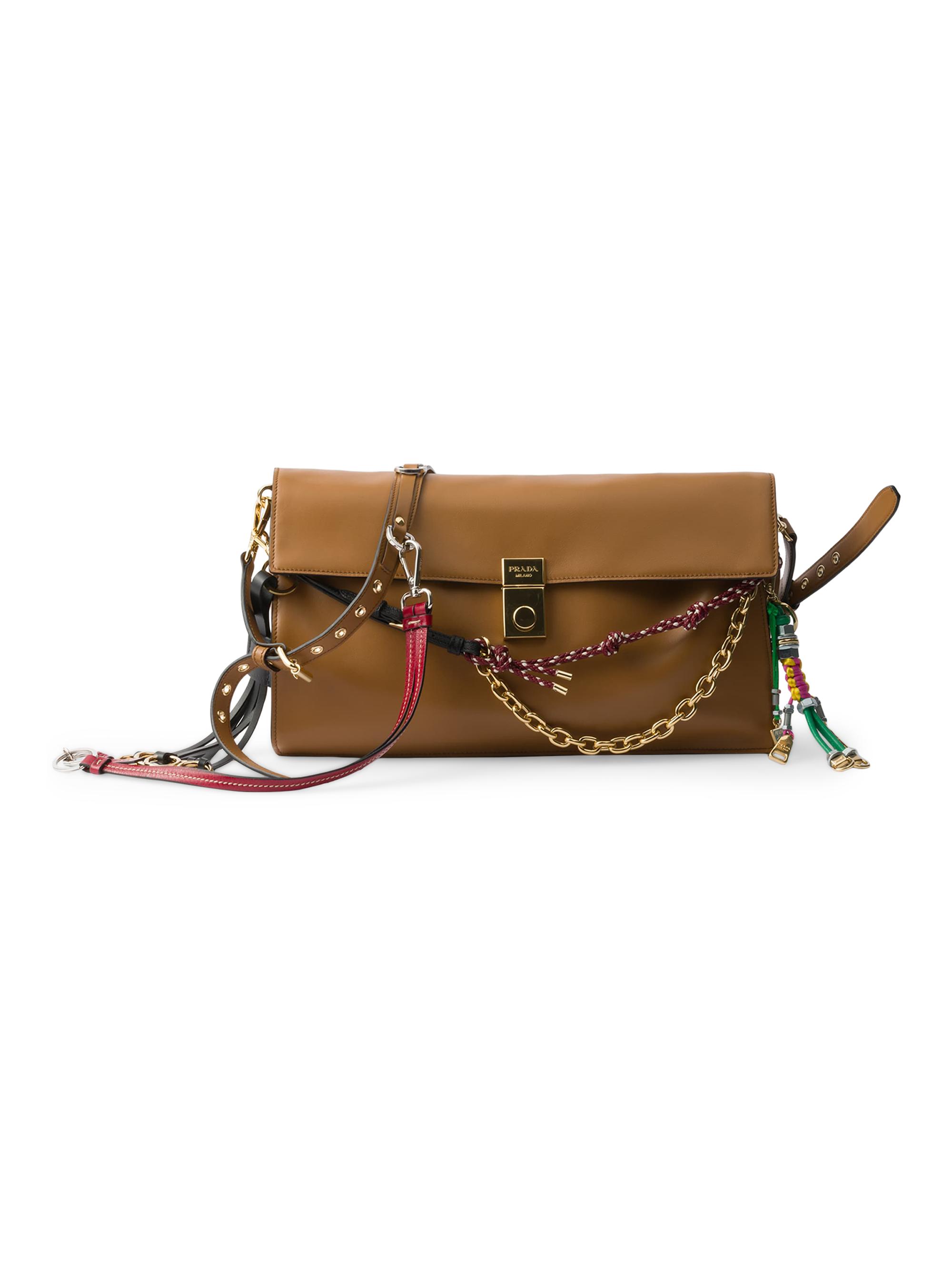 Prada Women's Soft Sound  Leather Shoulder Bag - Brown