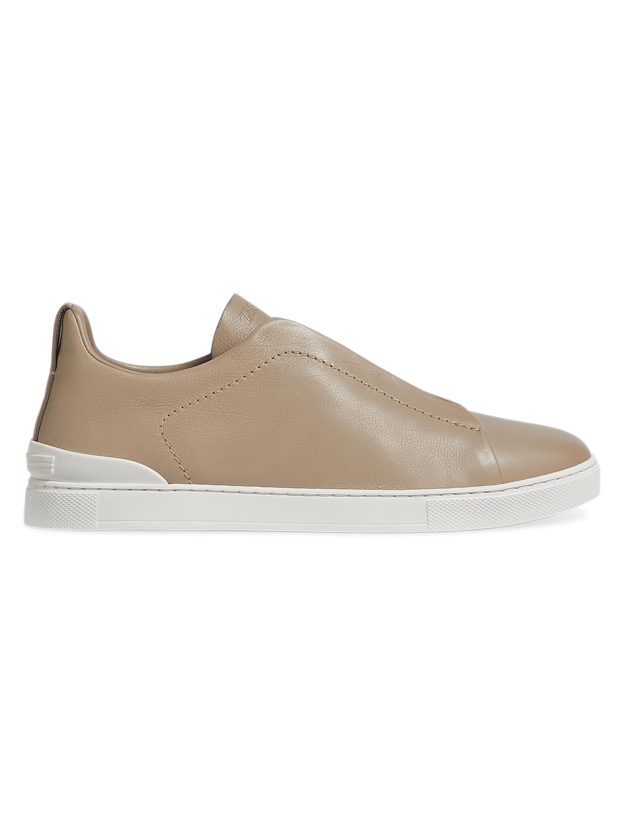 ZEGNA Men's Triple Stitch Secondskin Sneakers - Light Brown