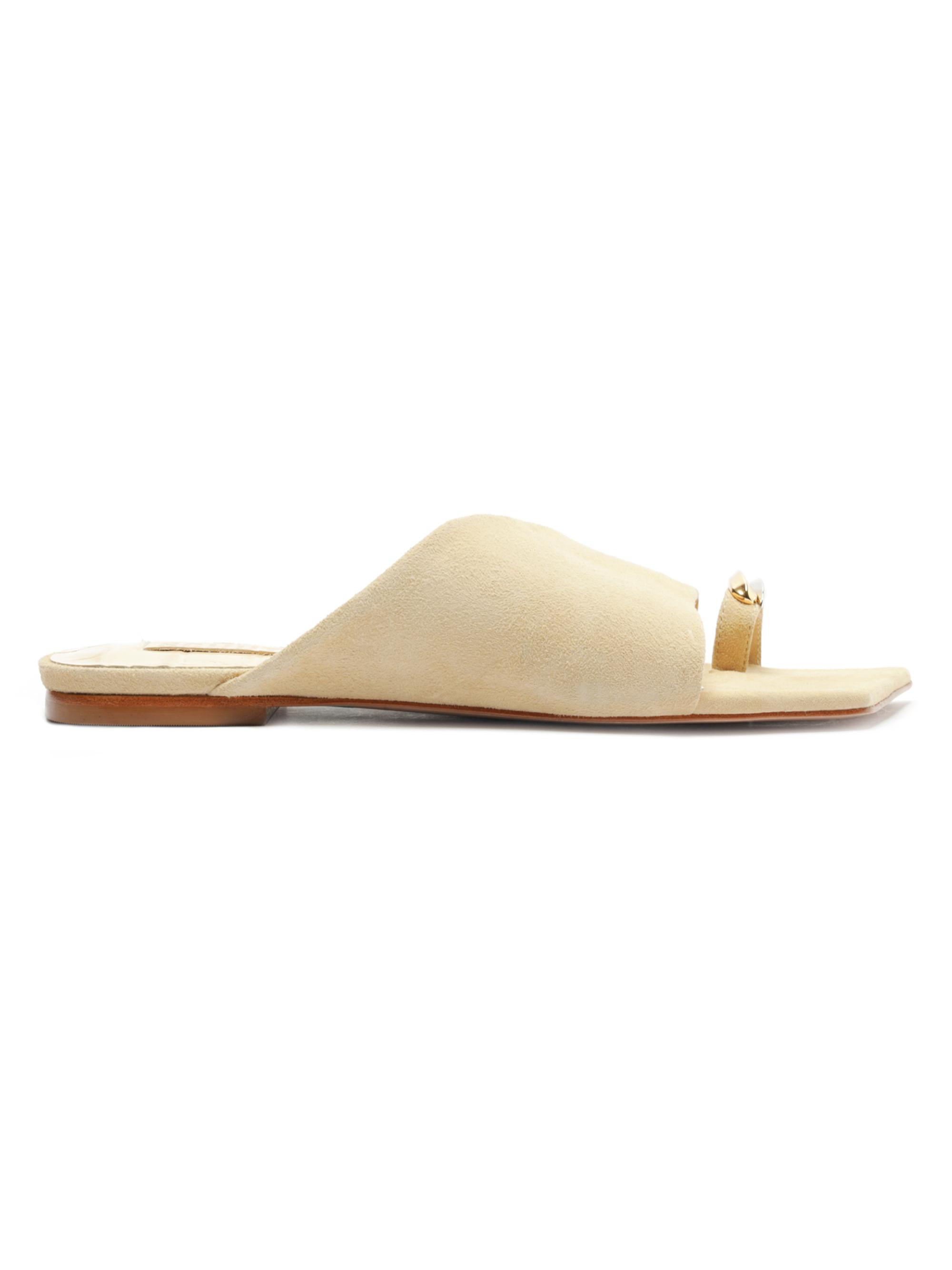 Schutz Women's Jodie Nubuck Slip-On Flat Sandals - Natural