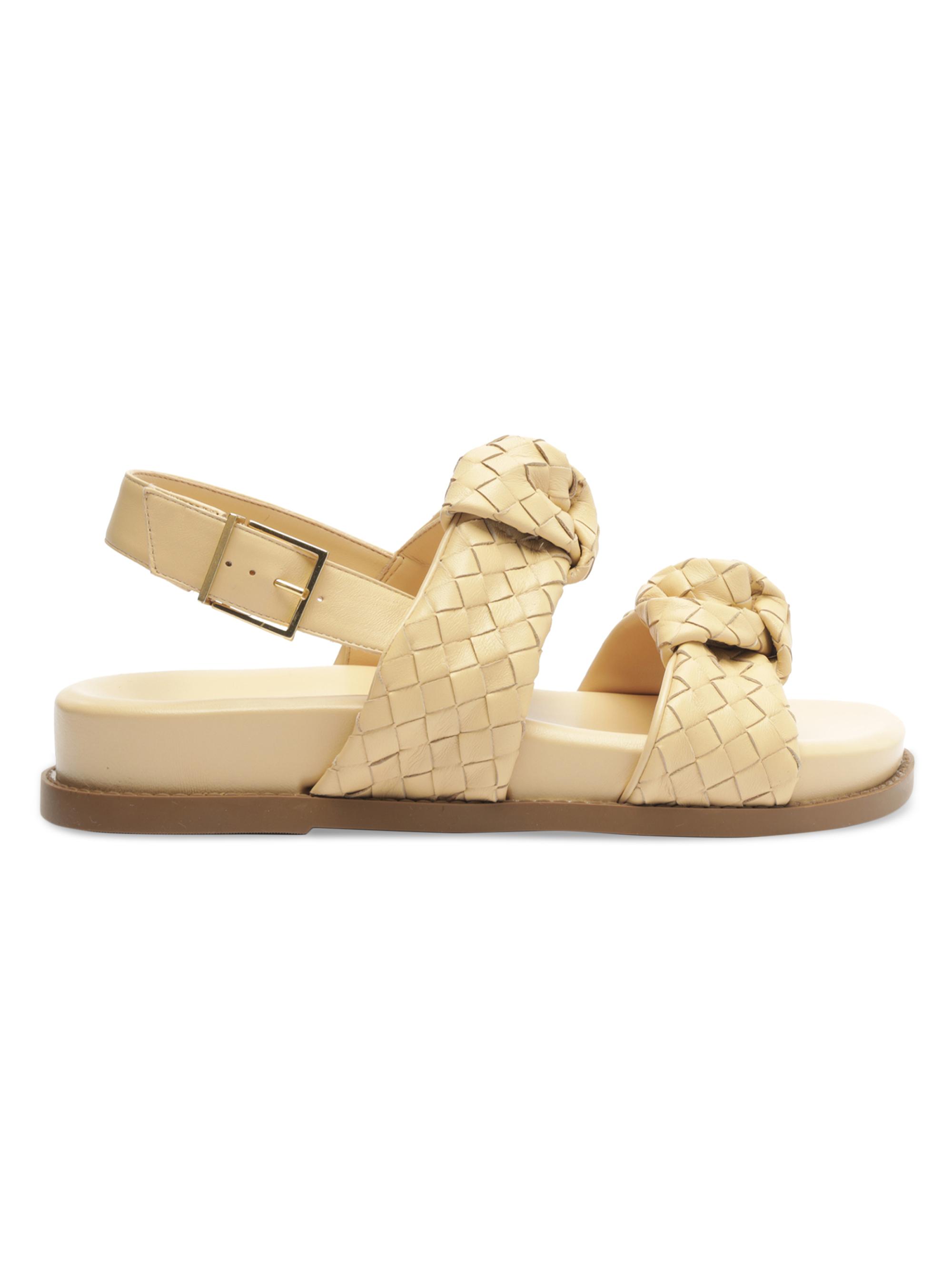 Schutz Women's Kareena Knotted Leather Sandals - Natural