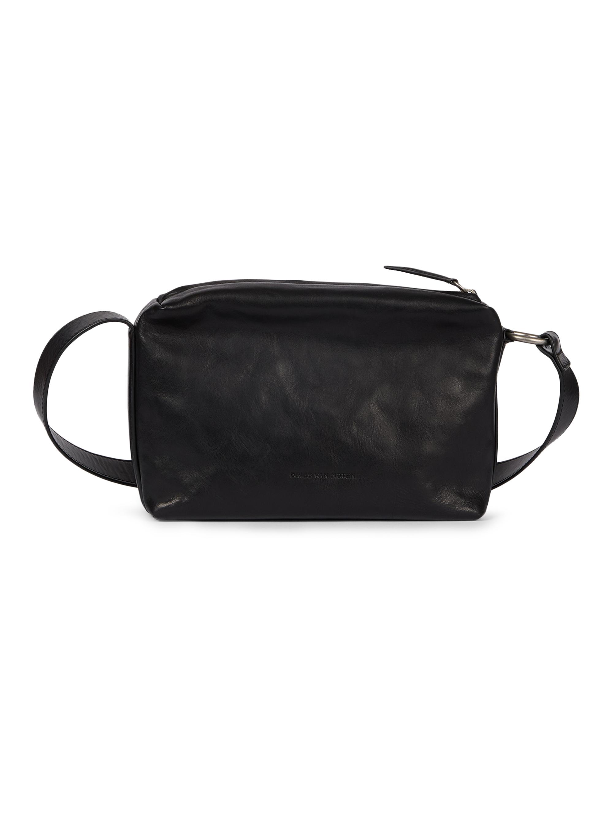 Dries Van Noten Men's  Leather Camera Crossbody Bag - Black
