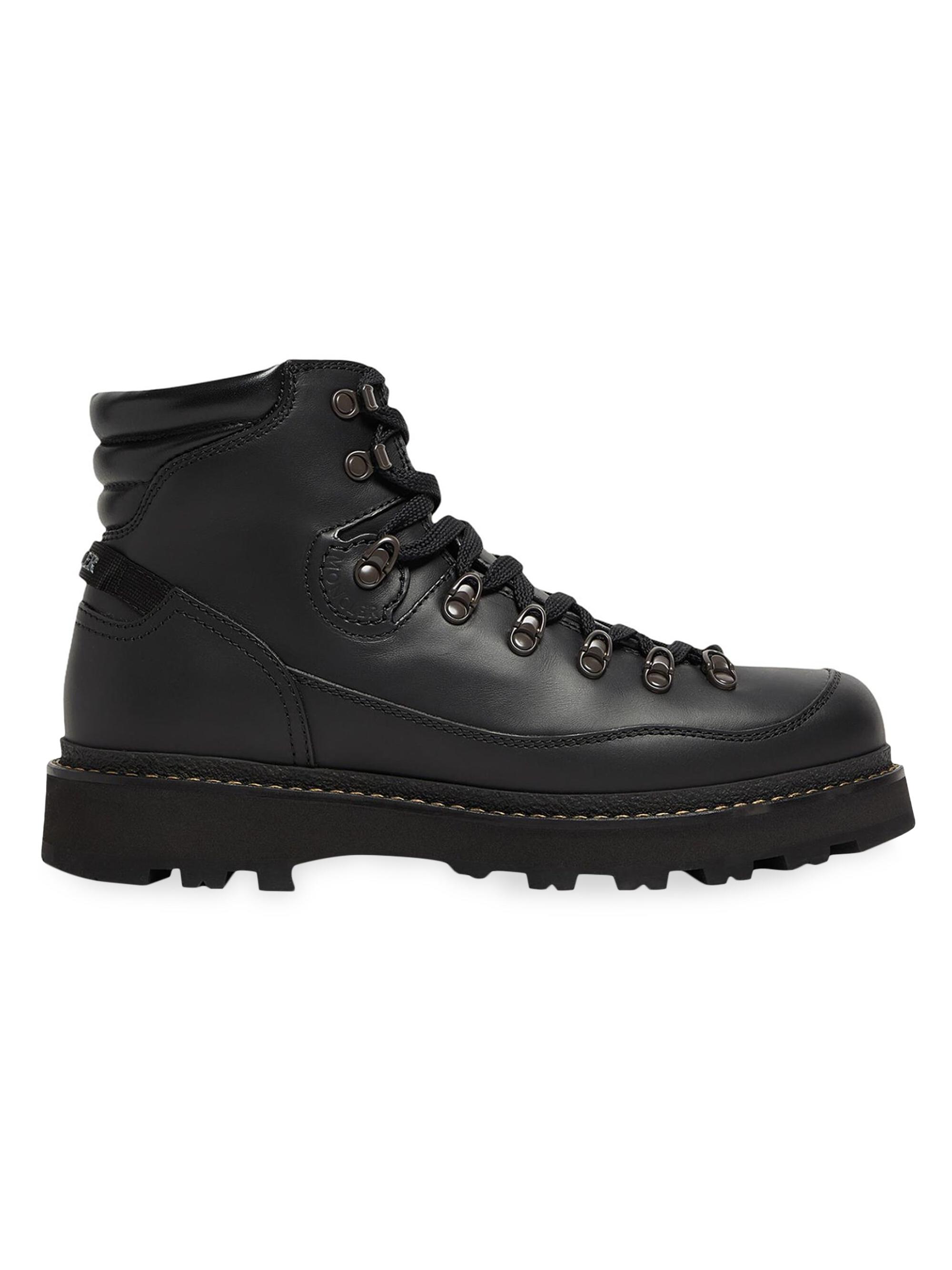 Moncler Men's Peka Trek Matt Leather Hiking Boots - Black