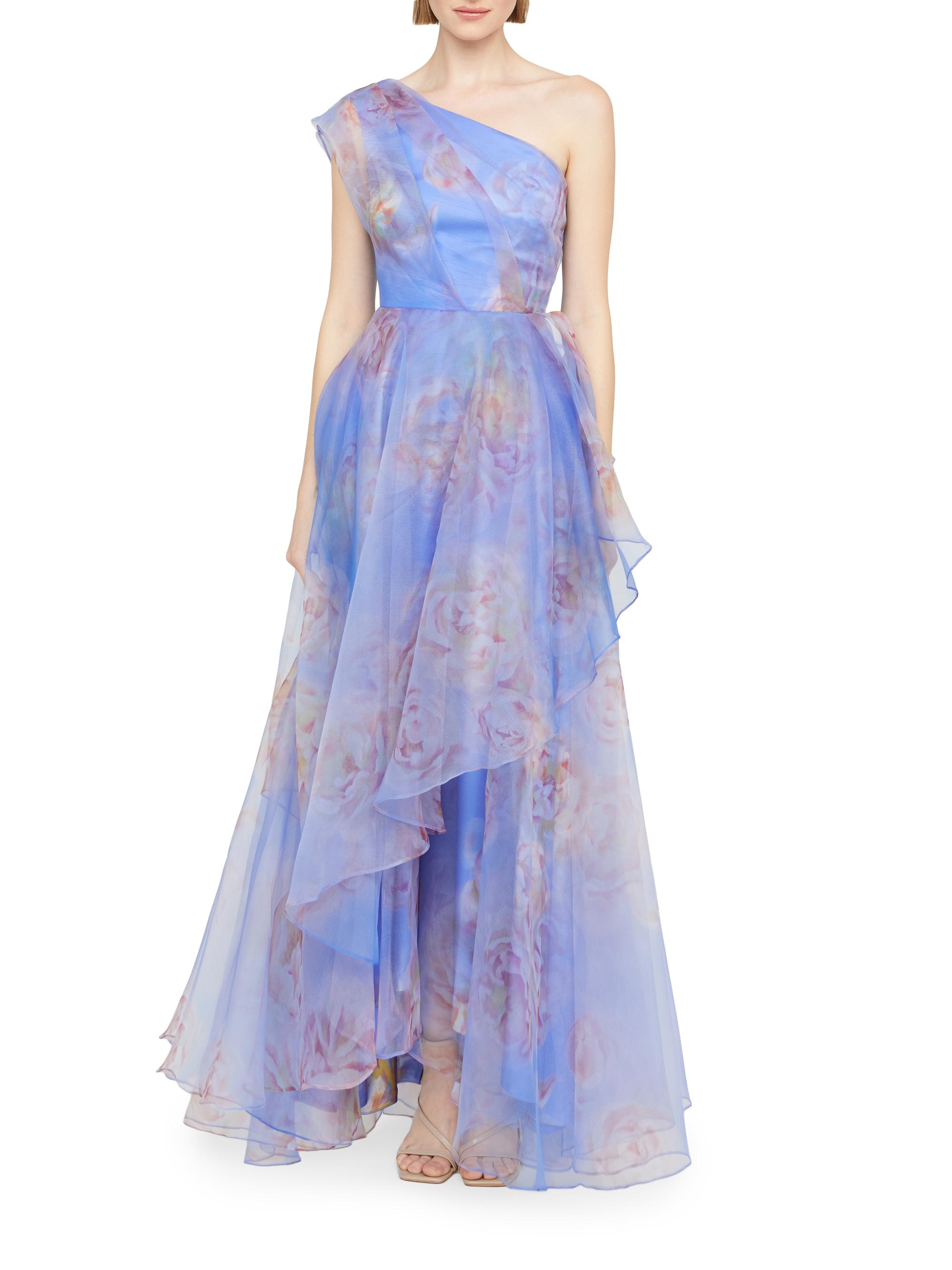 Augusta Floral Organza One-Shoulder Gown