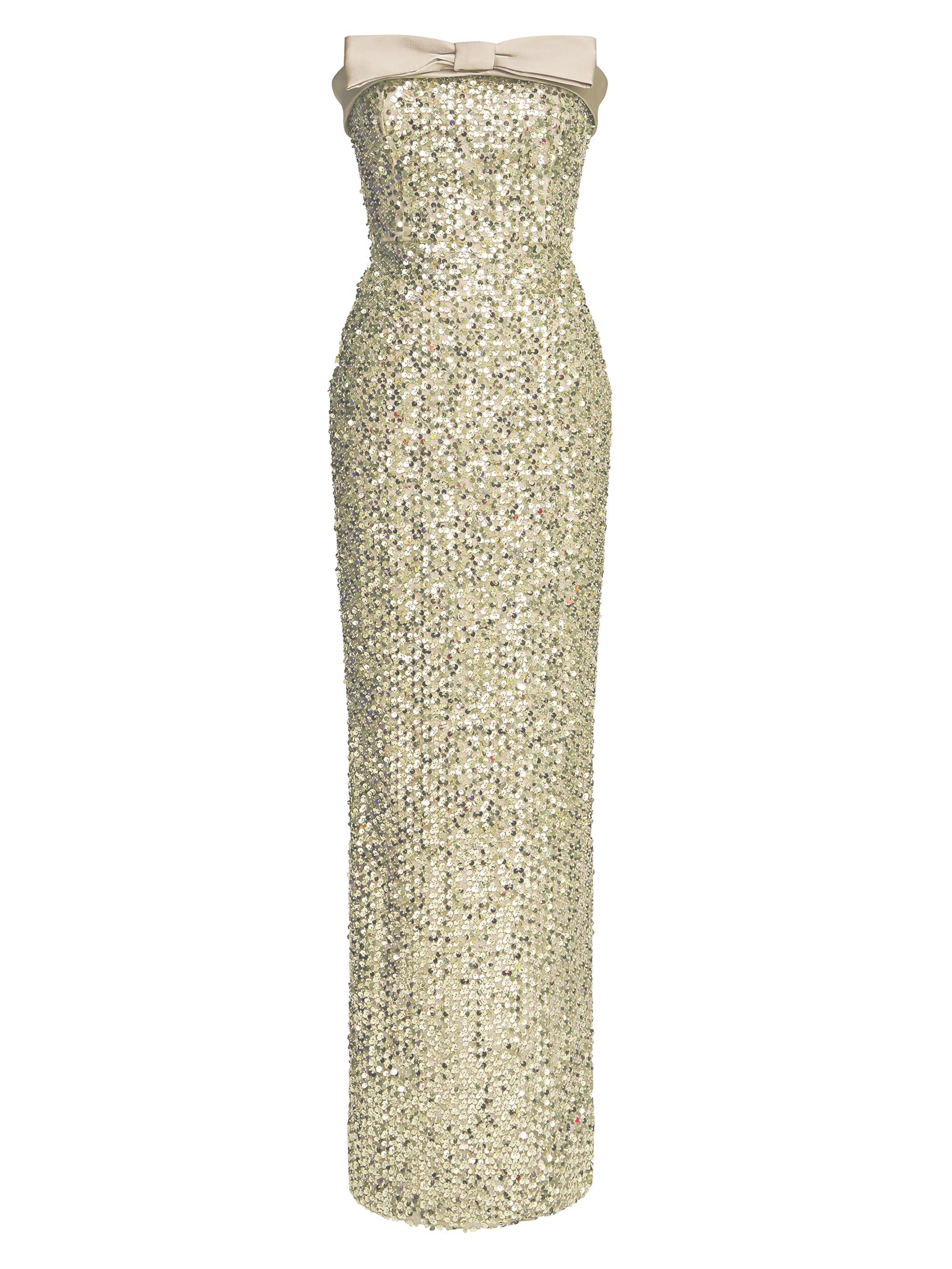 Theia Women's Lacie Sequined Column Gown - Champagne