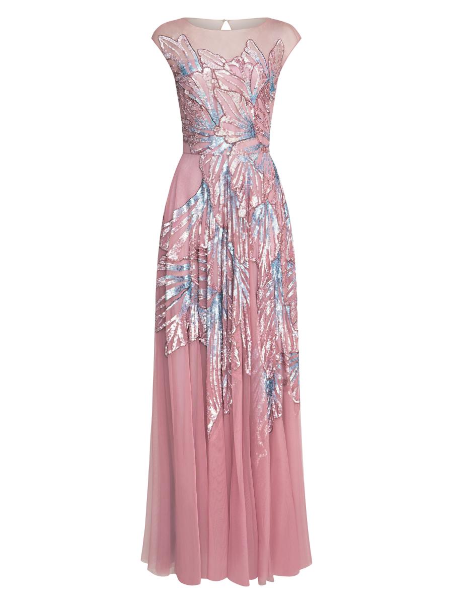 Beaded Cap Sleeve Gown | Lara 28863
