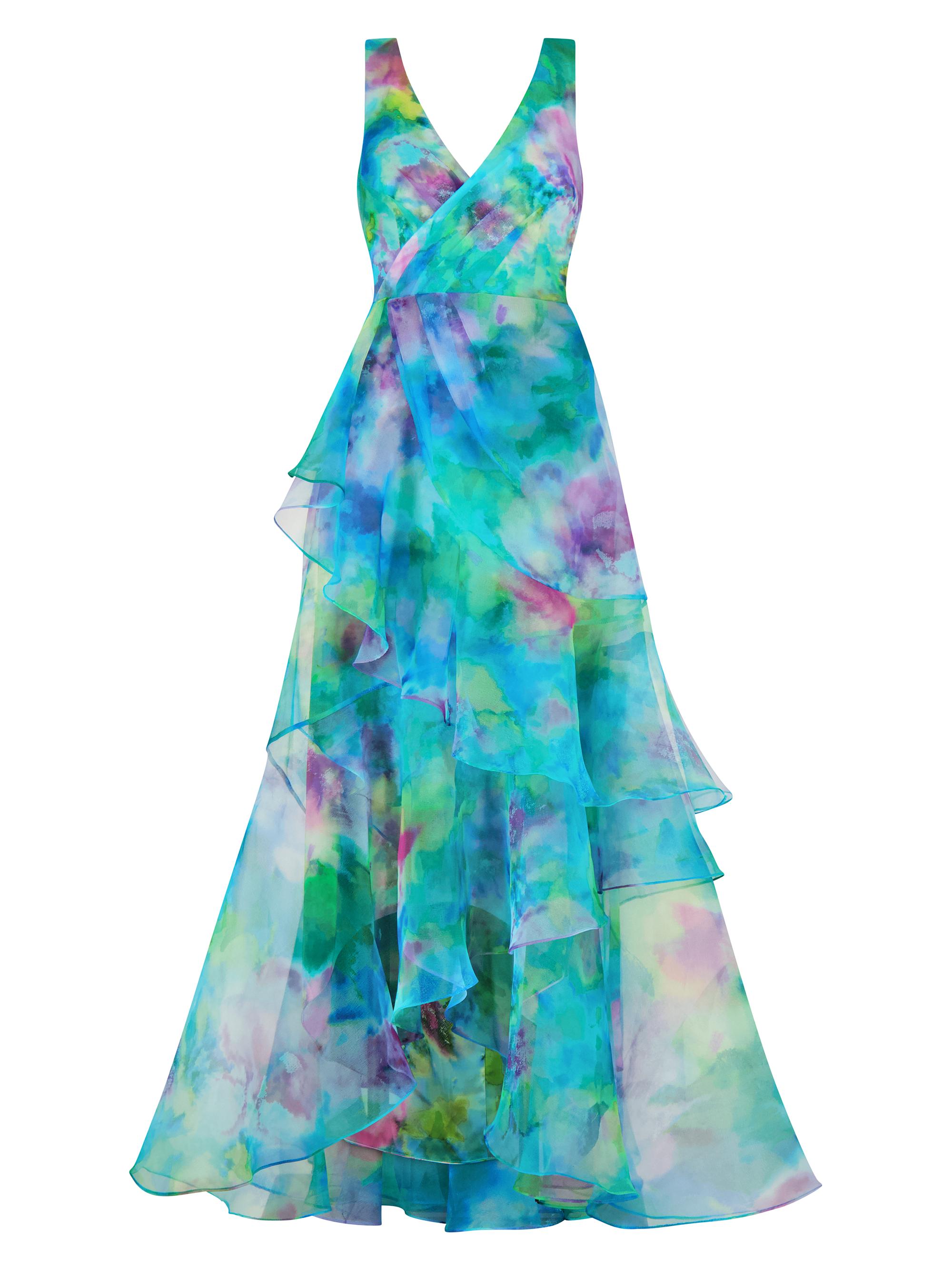 Karen Watercolor Floral Organza Gown