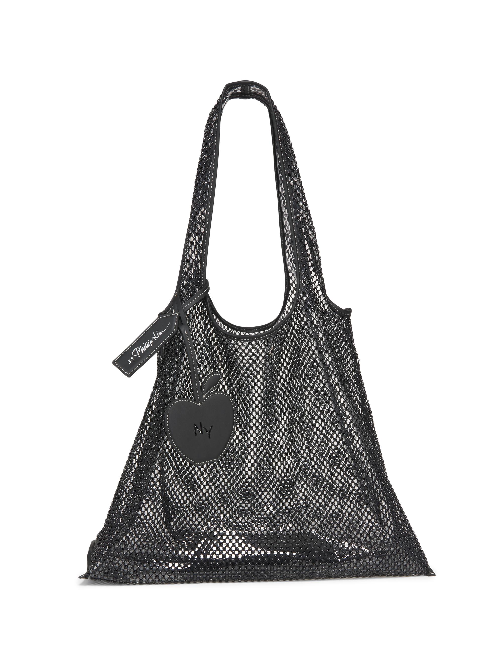 3.1 Phillip Lim Women's Embroidered Mesh Market Tote Bag - Black