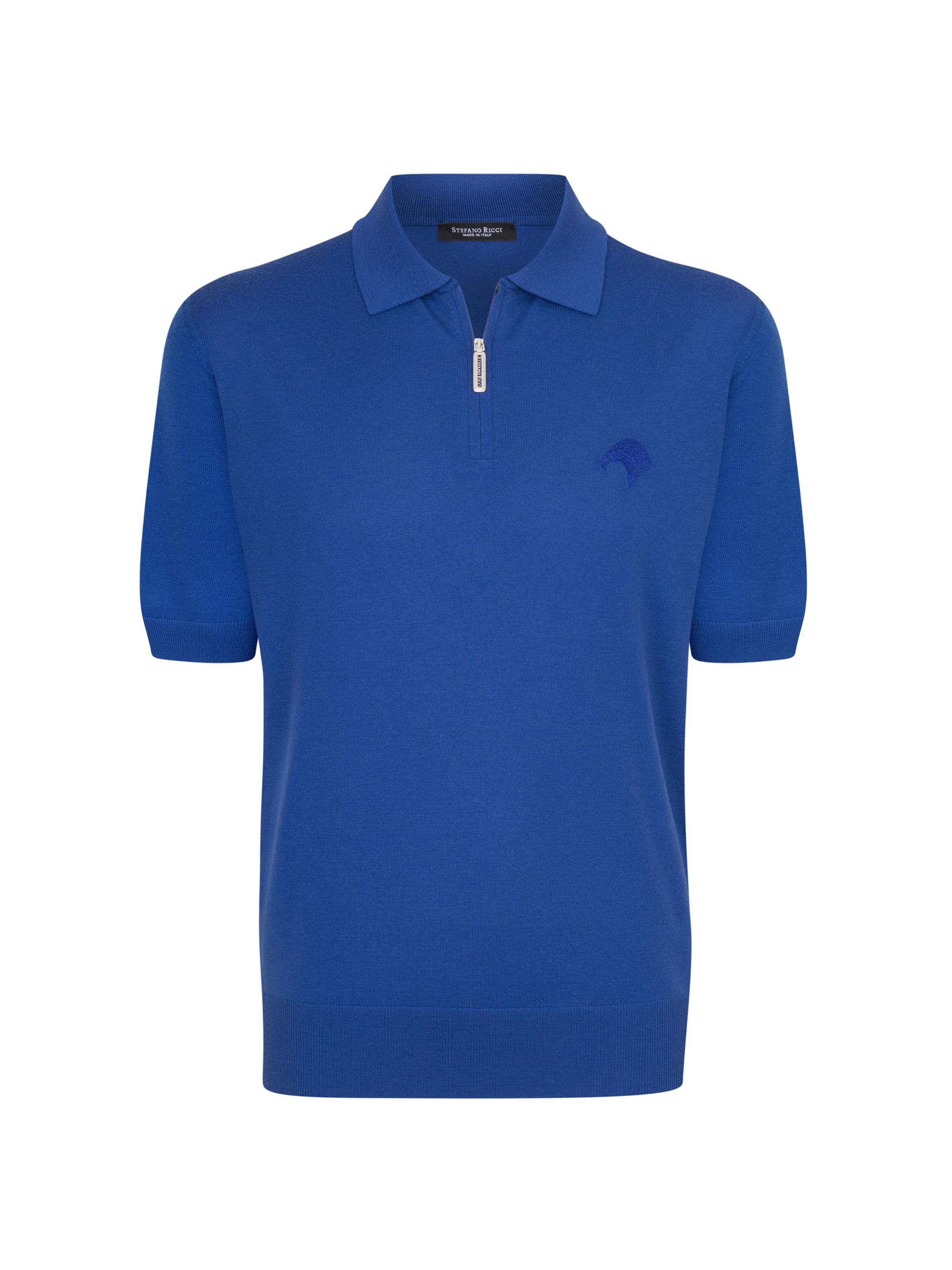 Stefano Ricci Men's Zip Polo Shirt - Medium Blue
