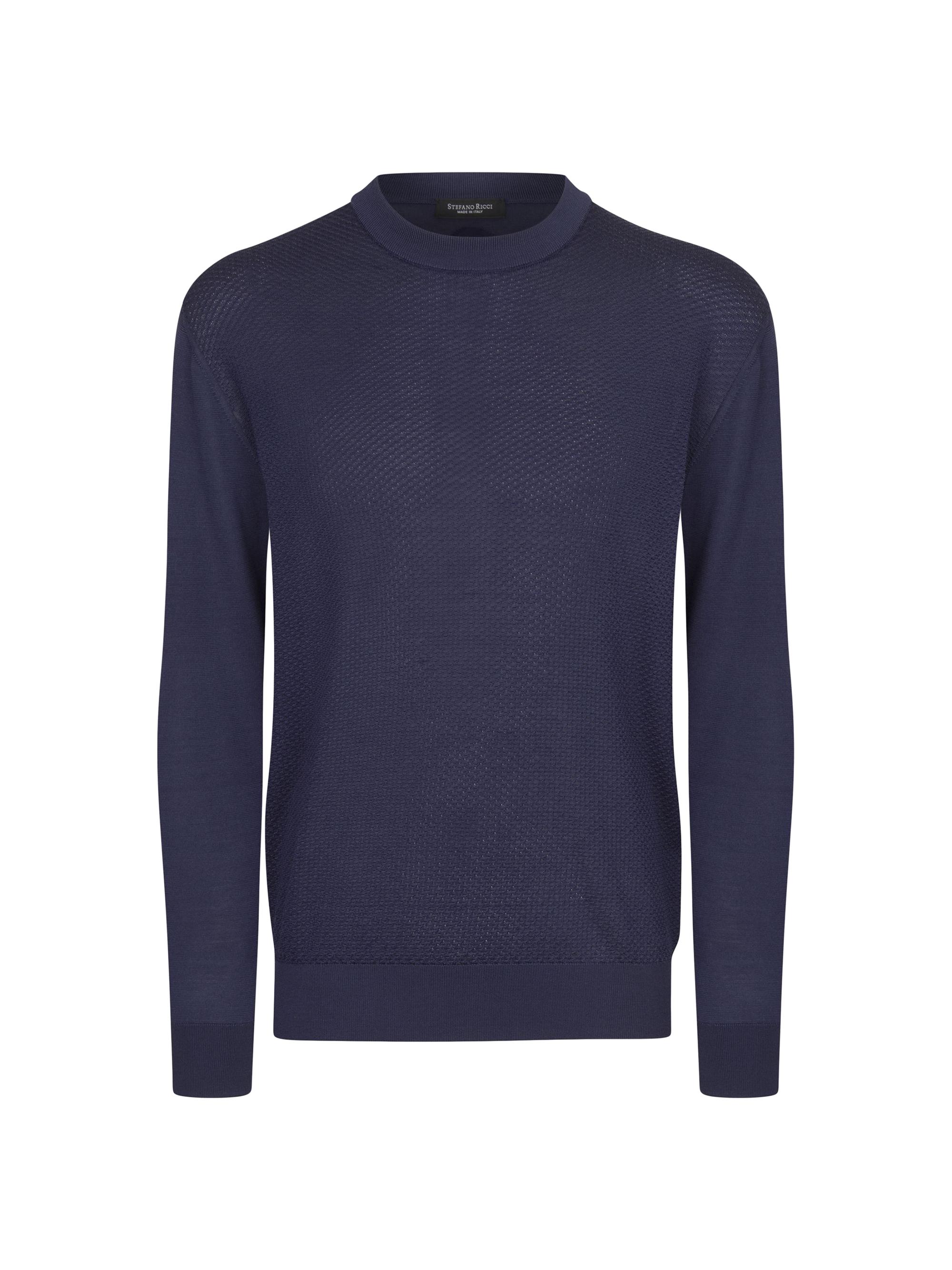Stefano Ricci Men's Silk Crewneck Sweater - Blue