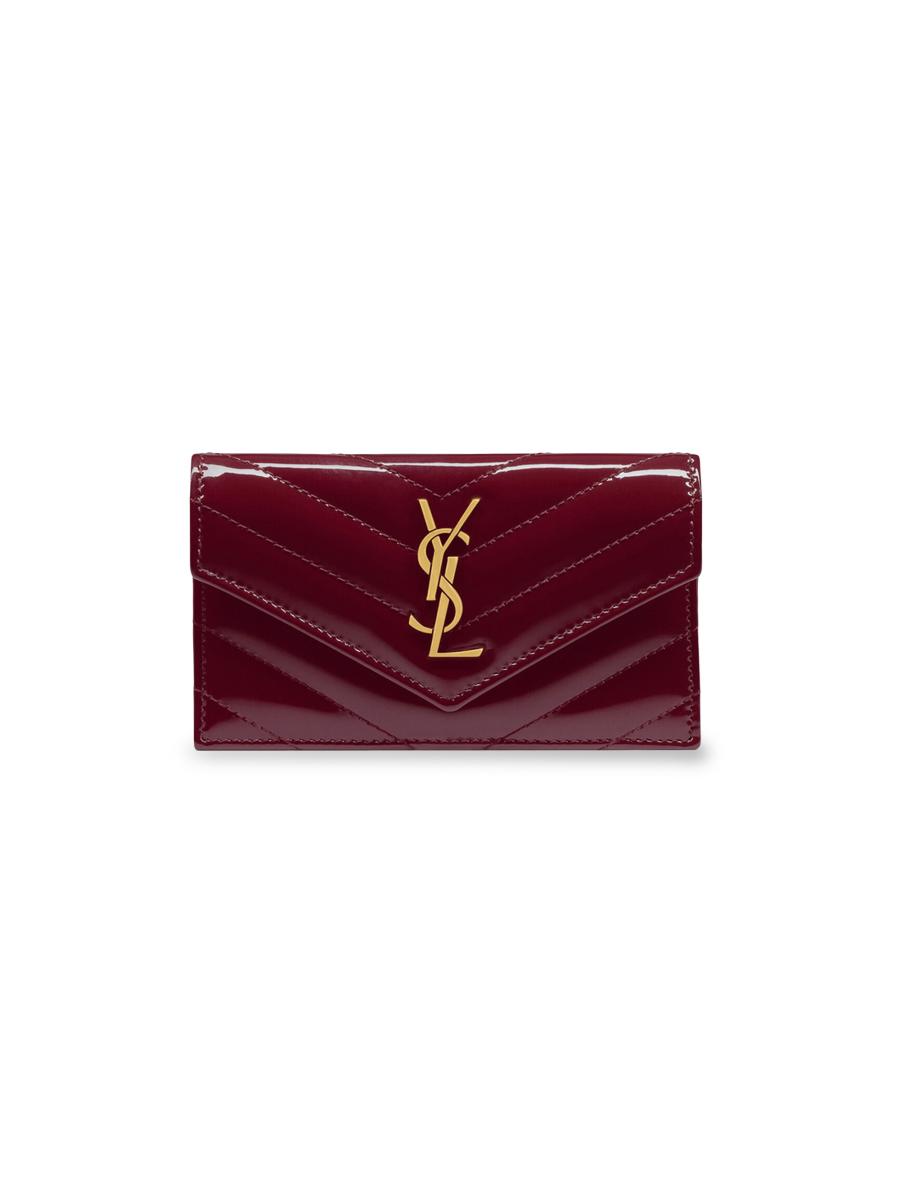 Saint Laurent Cassandre Matelassé Card Case in Patent