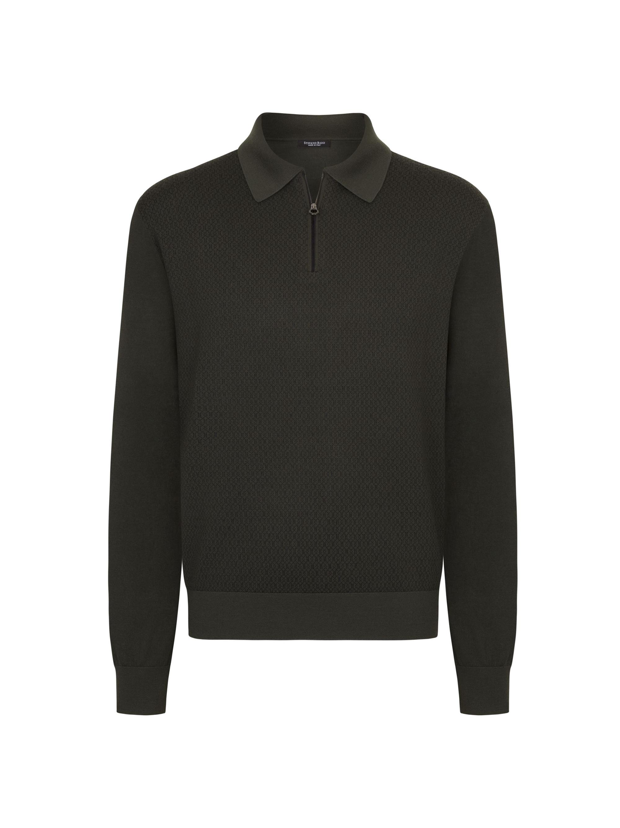 Stefano Ricci Men's Zip Polo Shirt - Black