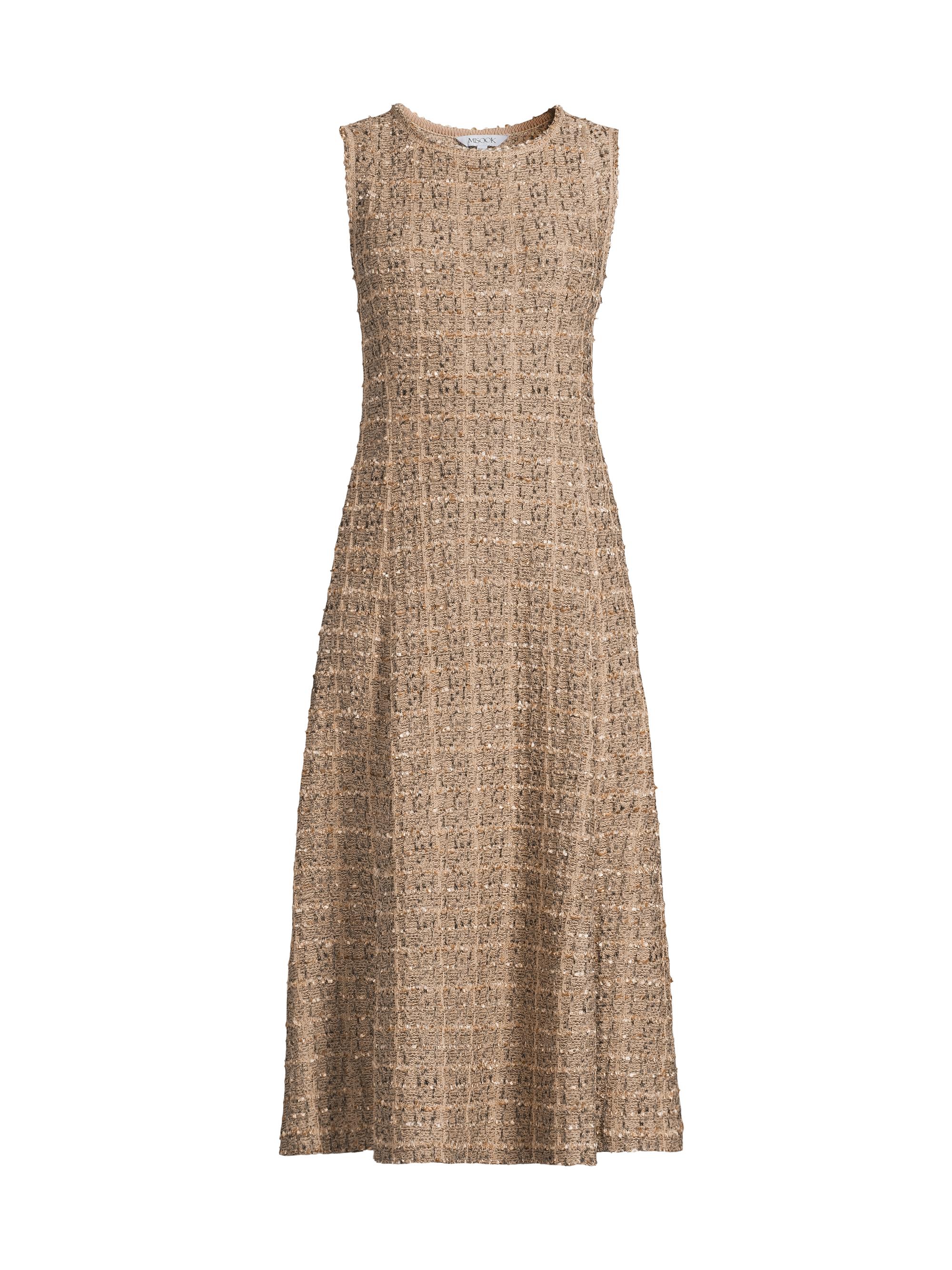 Misook Women's Tweed Knit Heritage-Fit Midi-Dress - Sand Biscotti Black