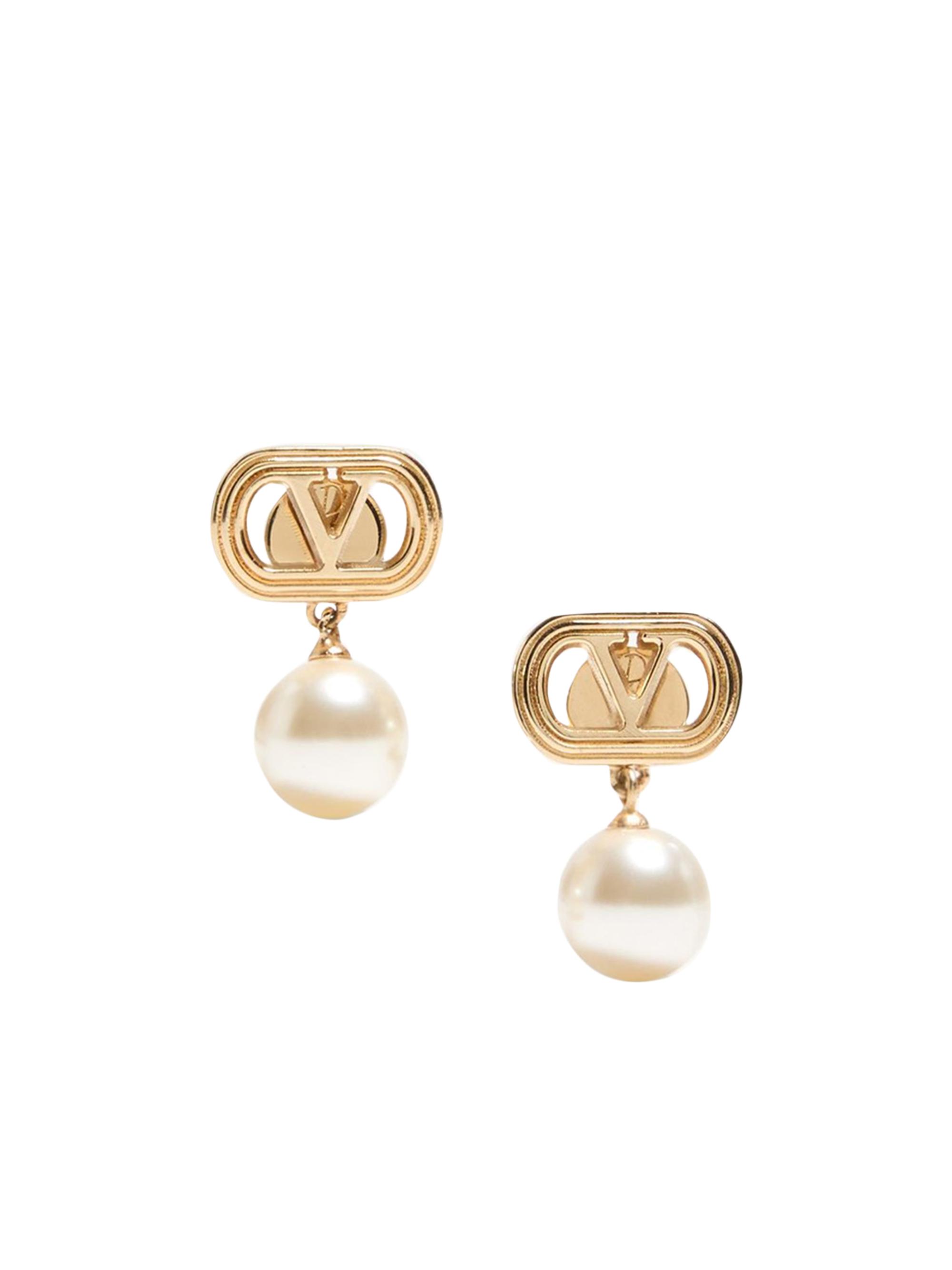 Valentino Garavani Women's Ovalette Metal Earrings with Swarovski Pearls