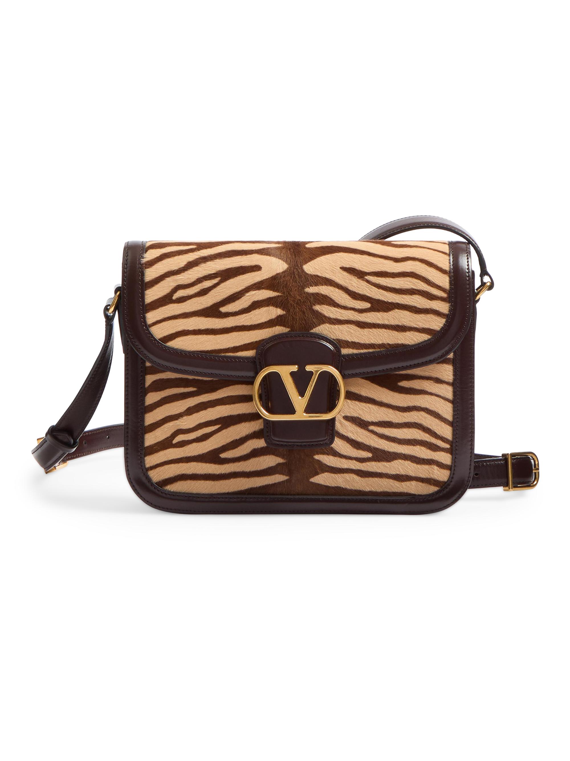 Valentino Garavani Women's 9 to 5 Shoulder Bag in Animalier Pony Effect Calfskin - Beige Testa Di Moro