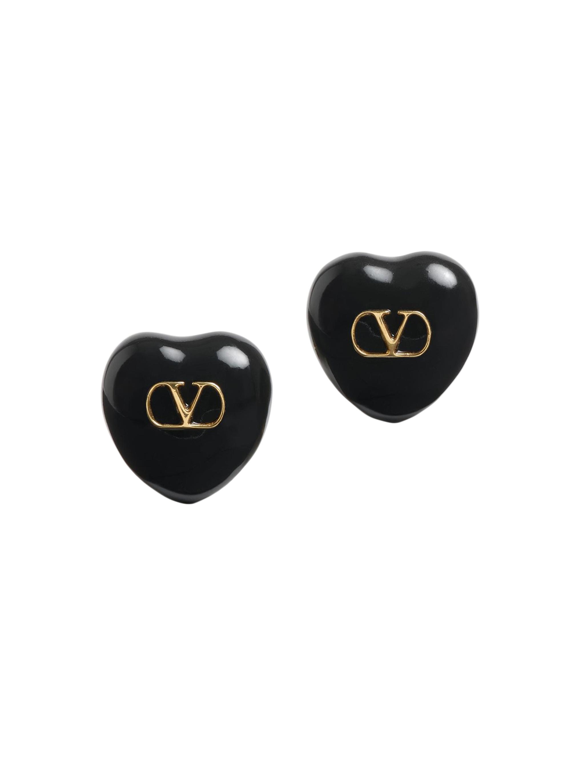 Valentino Garavani Women's Coeur Royal Earrings in Metal and Enamel - Gold Black