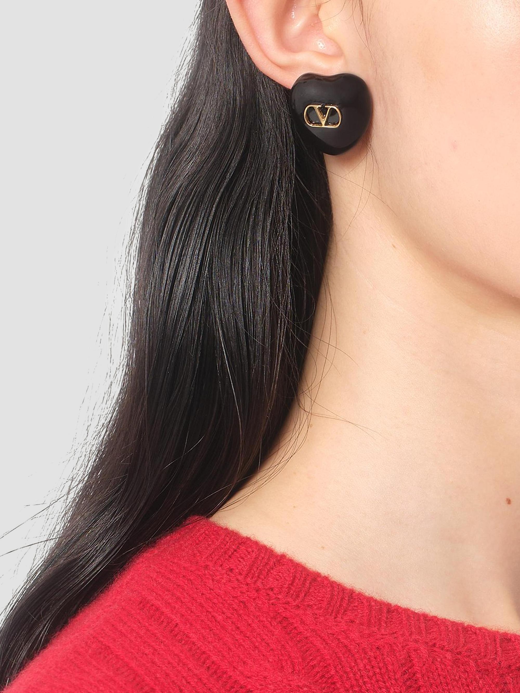 Valentino Garavani Coeur Royal Earrings in Metal and Enamel | Saks