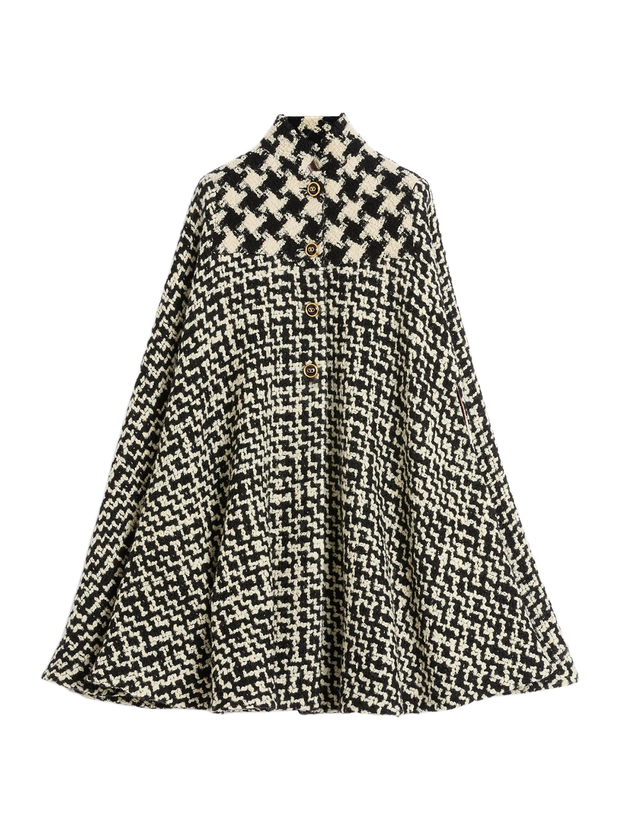 VALENTINO（ヴァレンティノ ）Spa 8ツイードスカートウールファー付 Valentino Garavani Geometric Tweed Cape | Saks Fifth Avenue