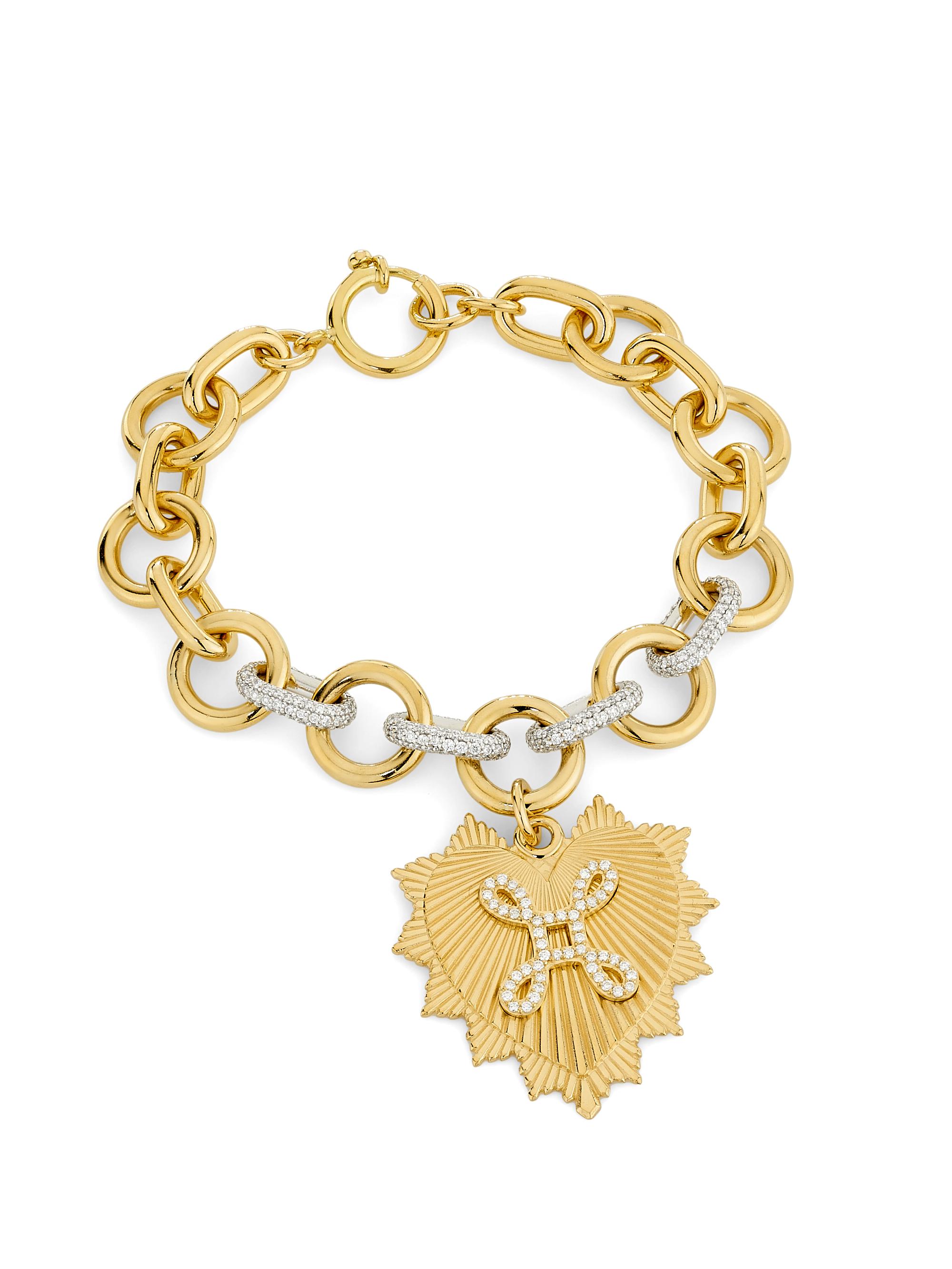 Foundrae Women's Heart Love Token Two-Tone 18K Gold & 1.81 TCW Diamond Charm Bracelet - Yellow Gold