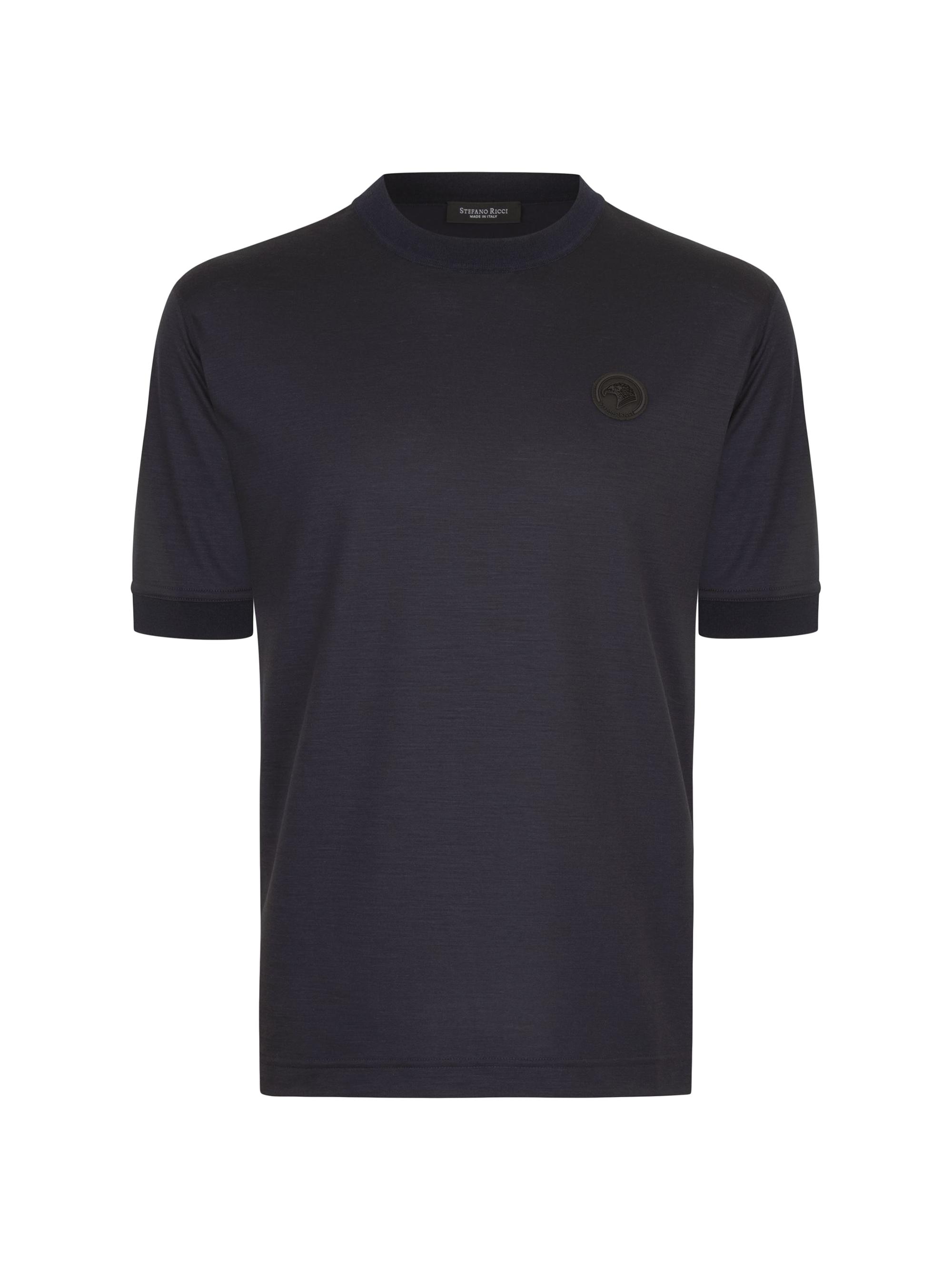 Stefano Ricci Men's Wool Crewneck T-Shirt - Navy