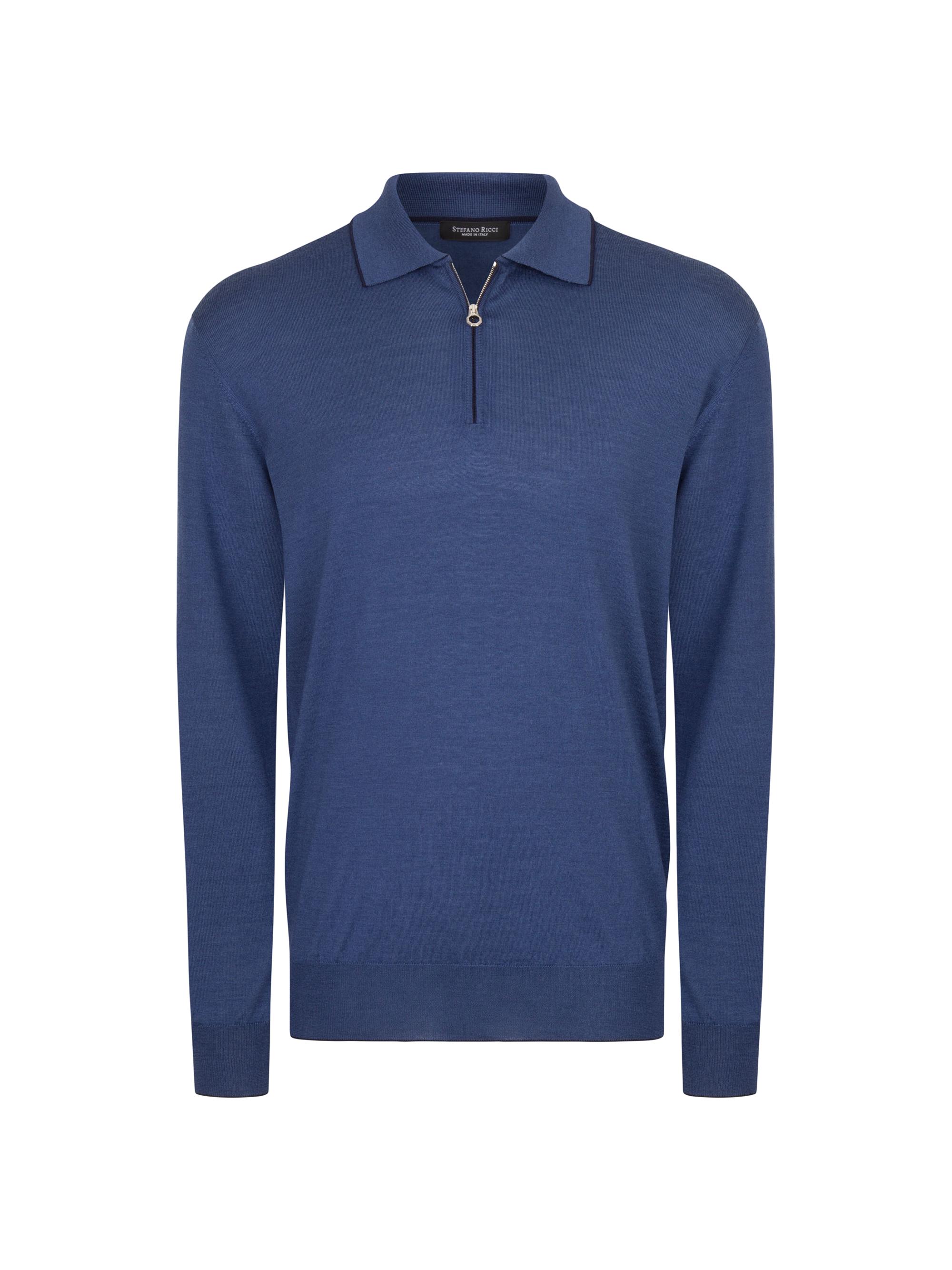 Stefano Ricci Men's Zip Polo Shirt - East Bay Blue | Thumbnail 8