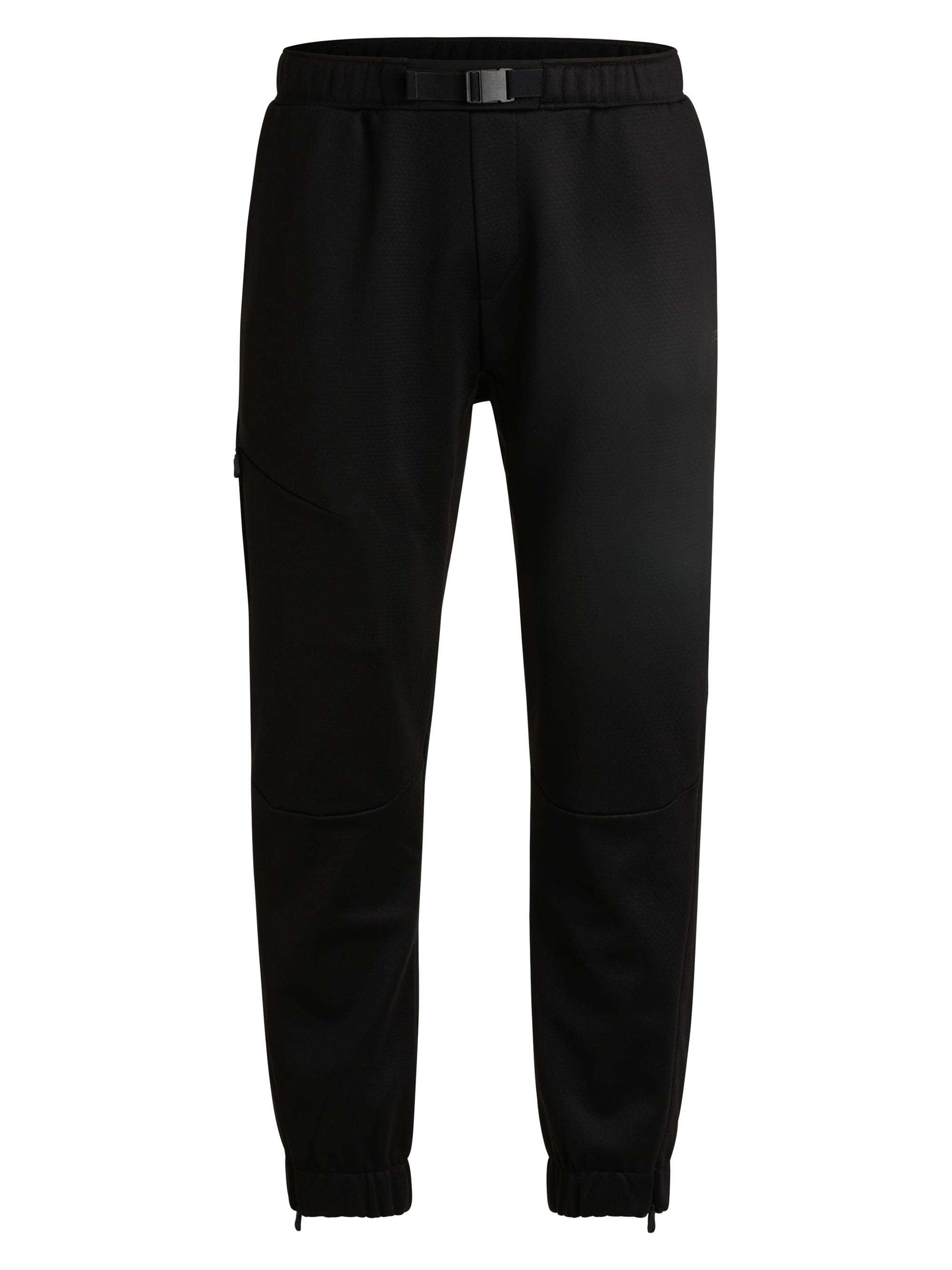 BOSS Men's Bonded-Fleece Tracksuit Bottoms with Logo Detail - Black