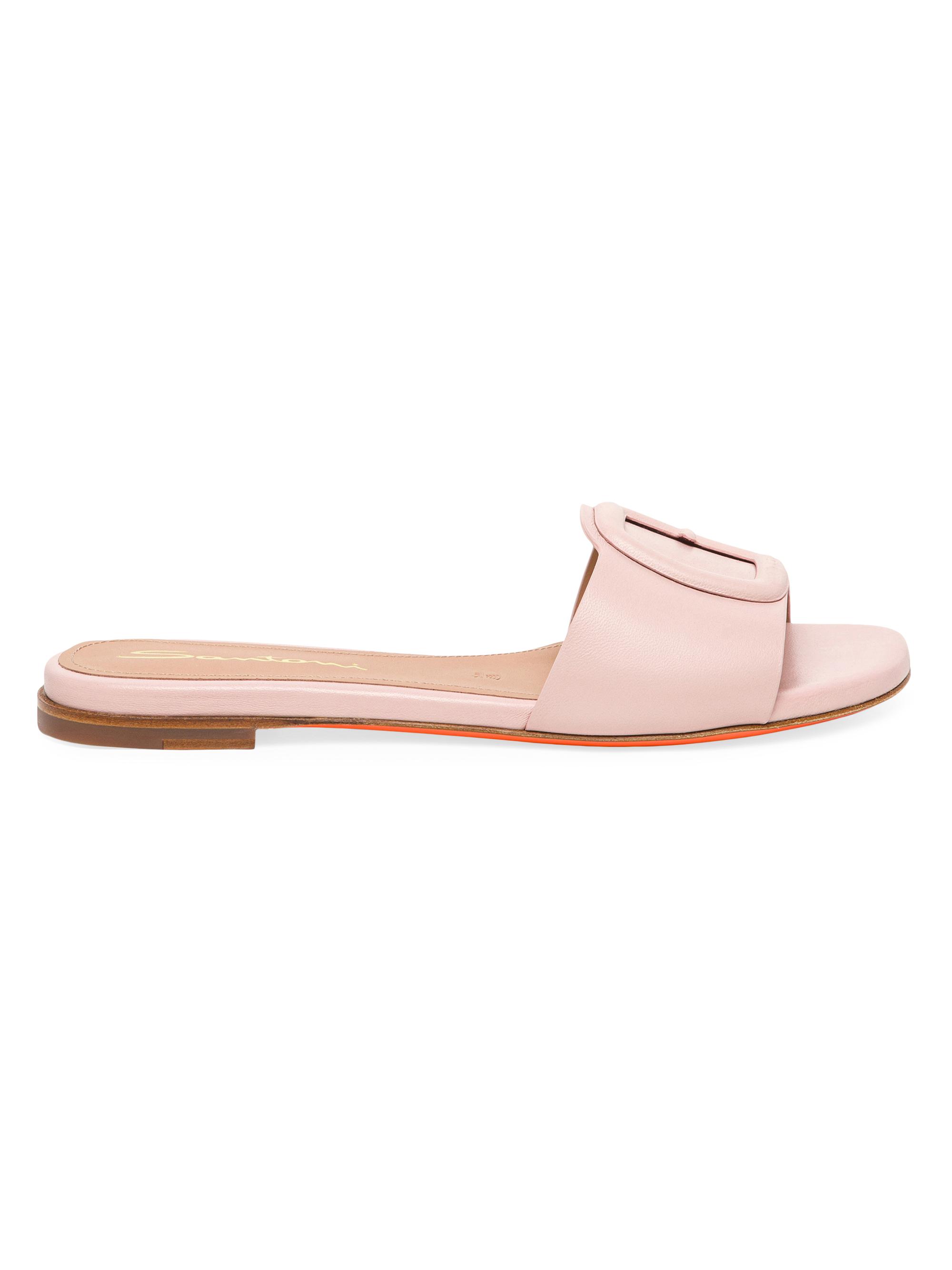 Santoni Women's Marta Leather Slip-On Buckle Sandals - Pink