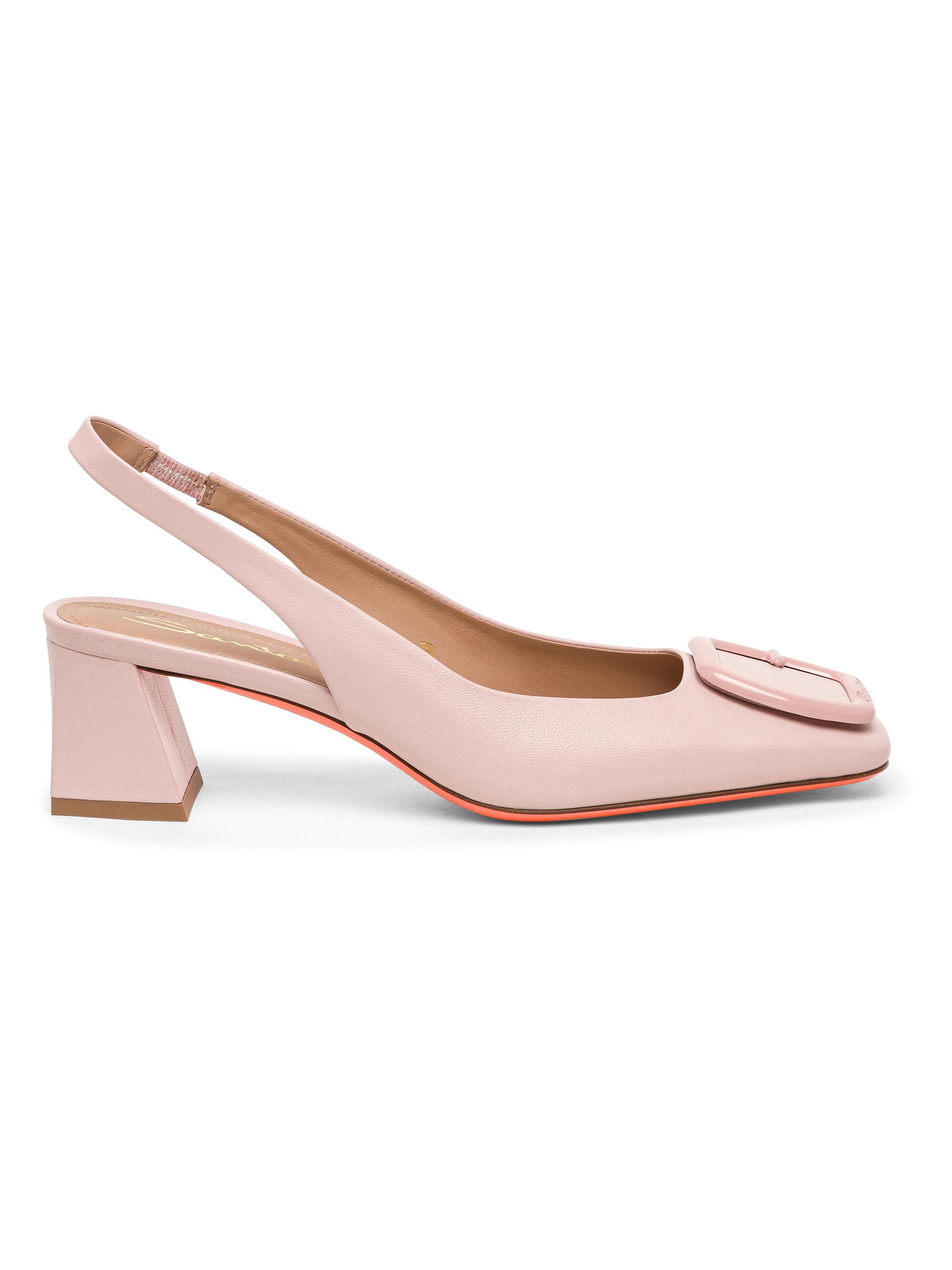 Santoni Women's Lemon 50MM Buckle-Detailed Leather Slingback Pumps - Pink