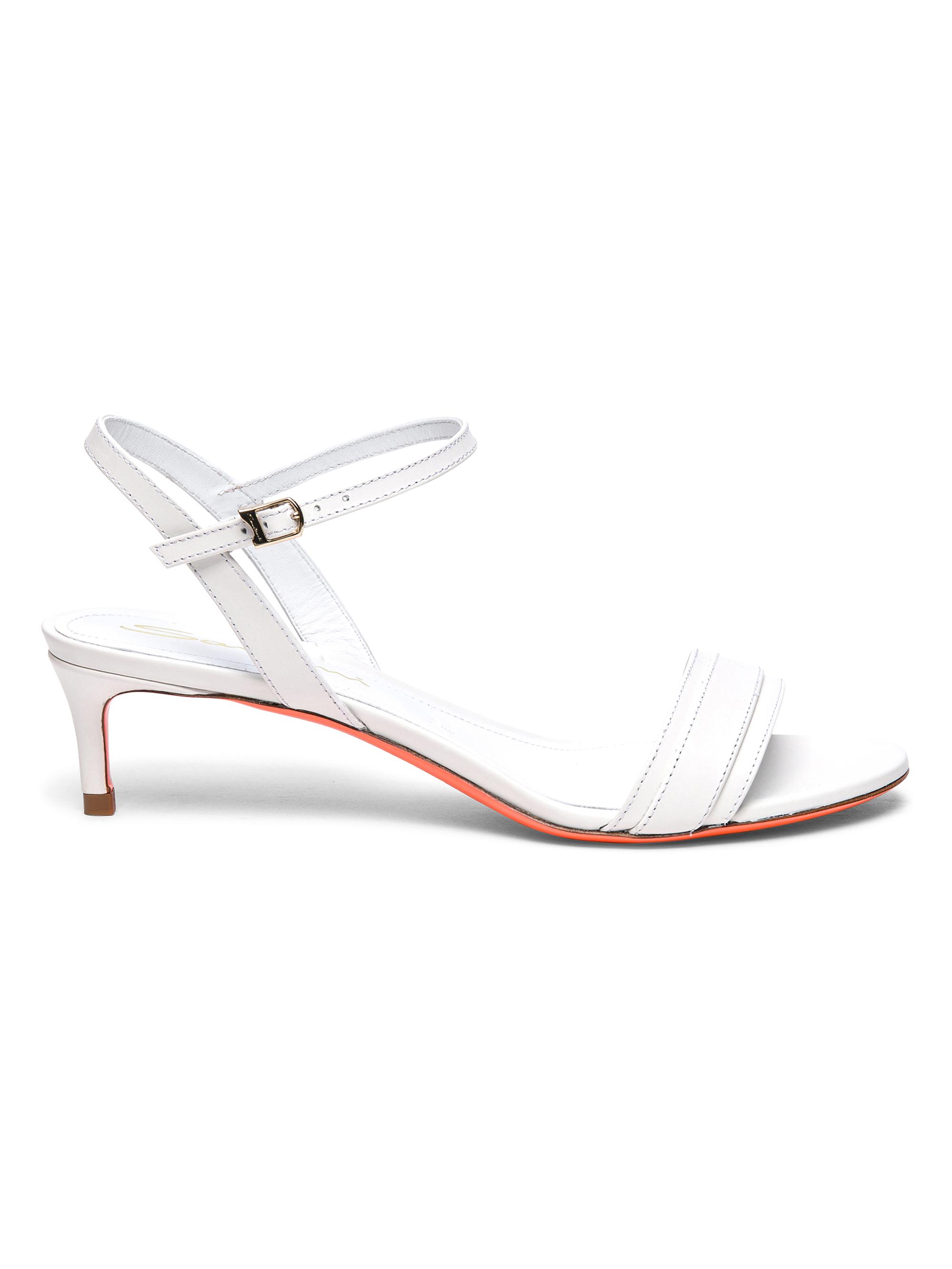 Santoni Women's Sirolo 45MM Leather Kitten-Heel Sandals - White