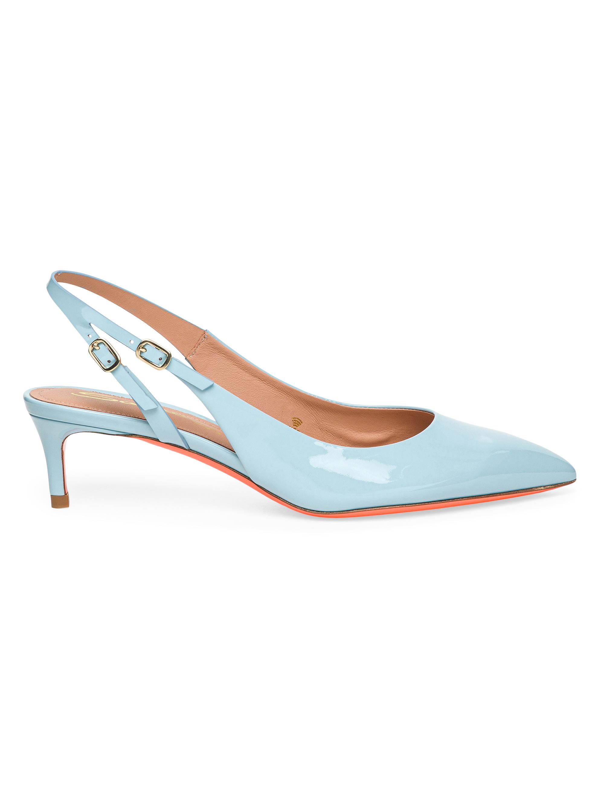 Santoni Women's Patent Leather Slingback Pumps - Light Blue