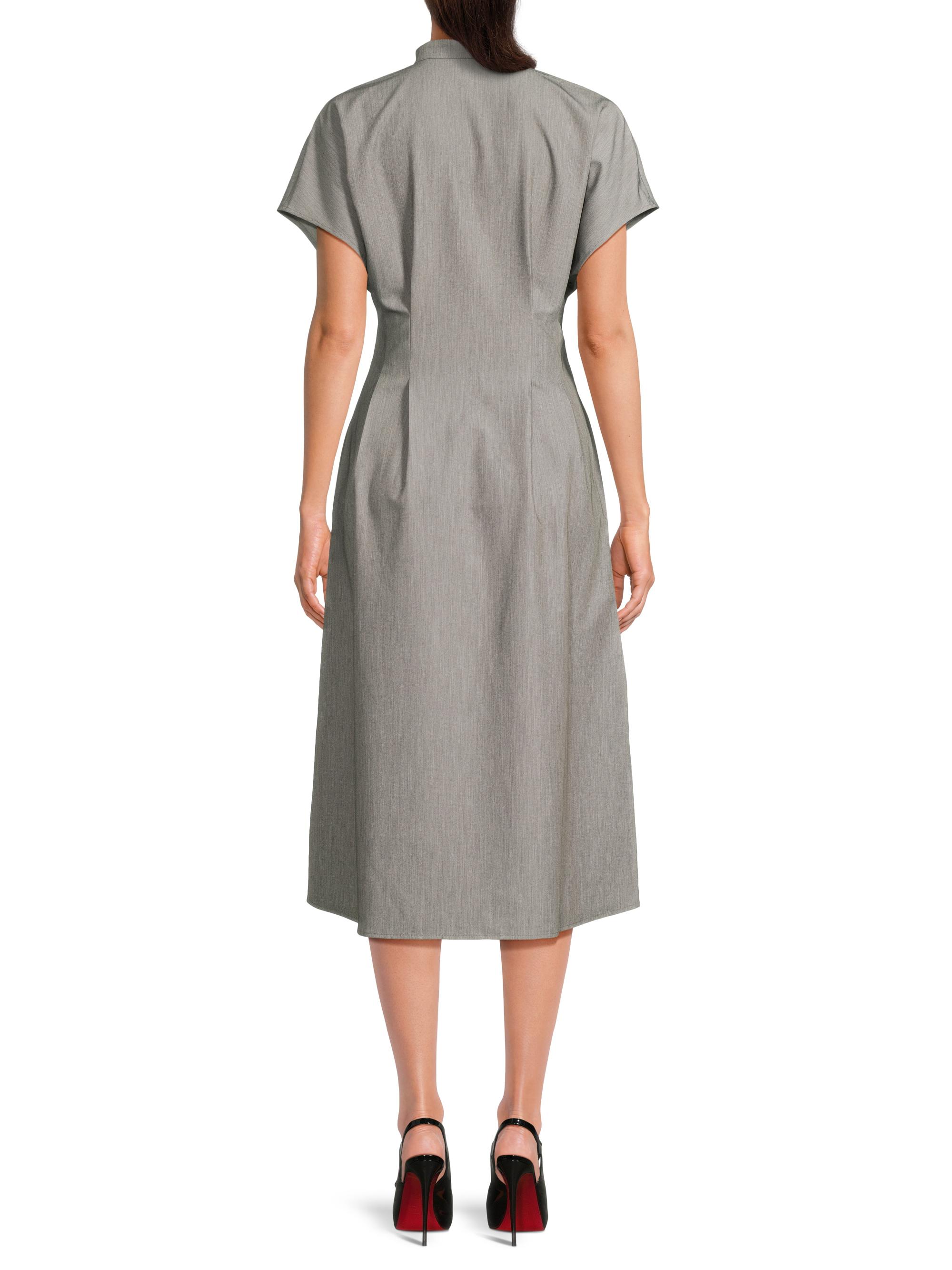 Misook Pleated Modern Fit & Flare Dress - Black White | Vtir