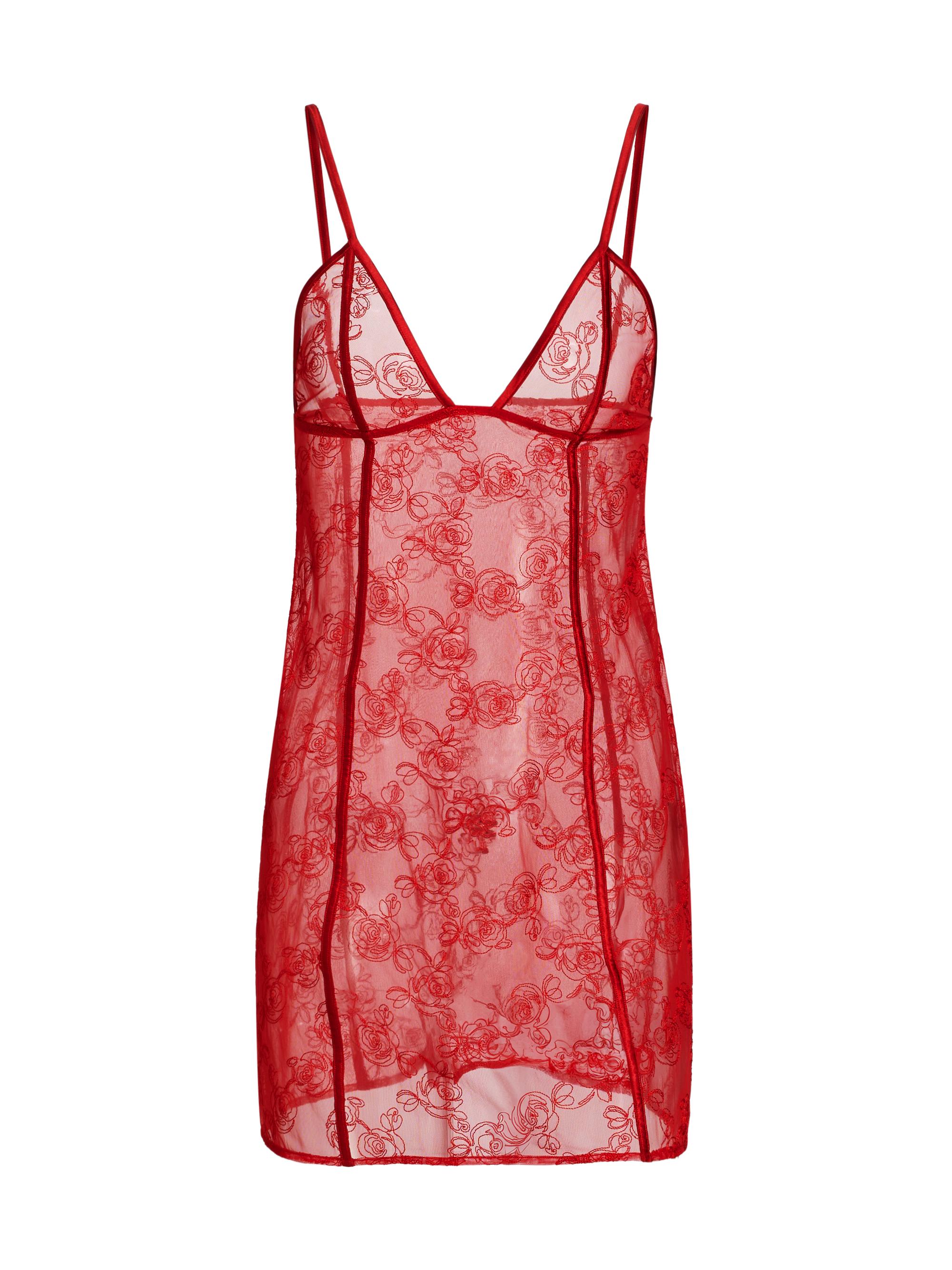 Kiki de Montparnasse Women's La Rose Seamed Lace Slipdress - Red