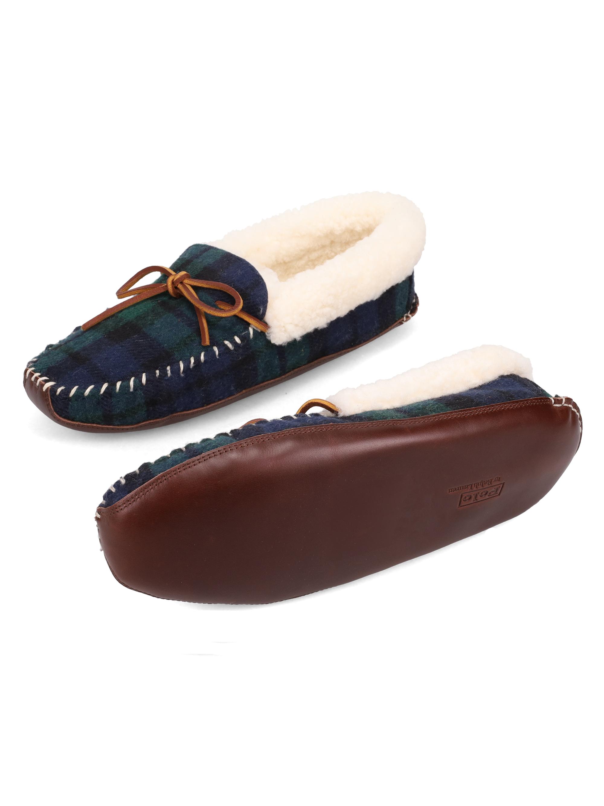 Polo Ralph Lauren Yarmond Plaid Cotton & Shearling Slippers | Saks