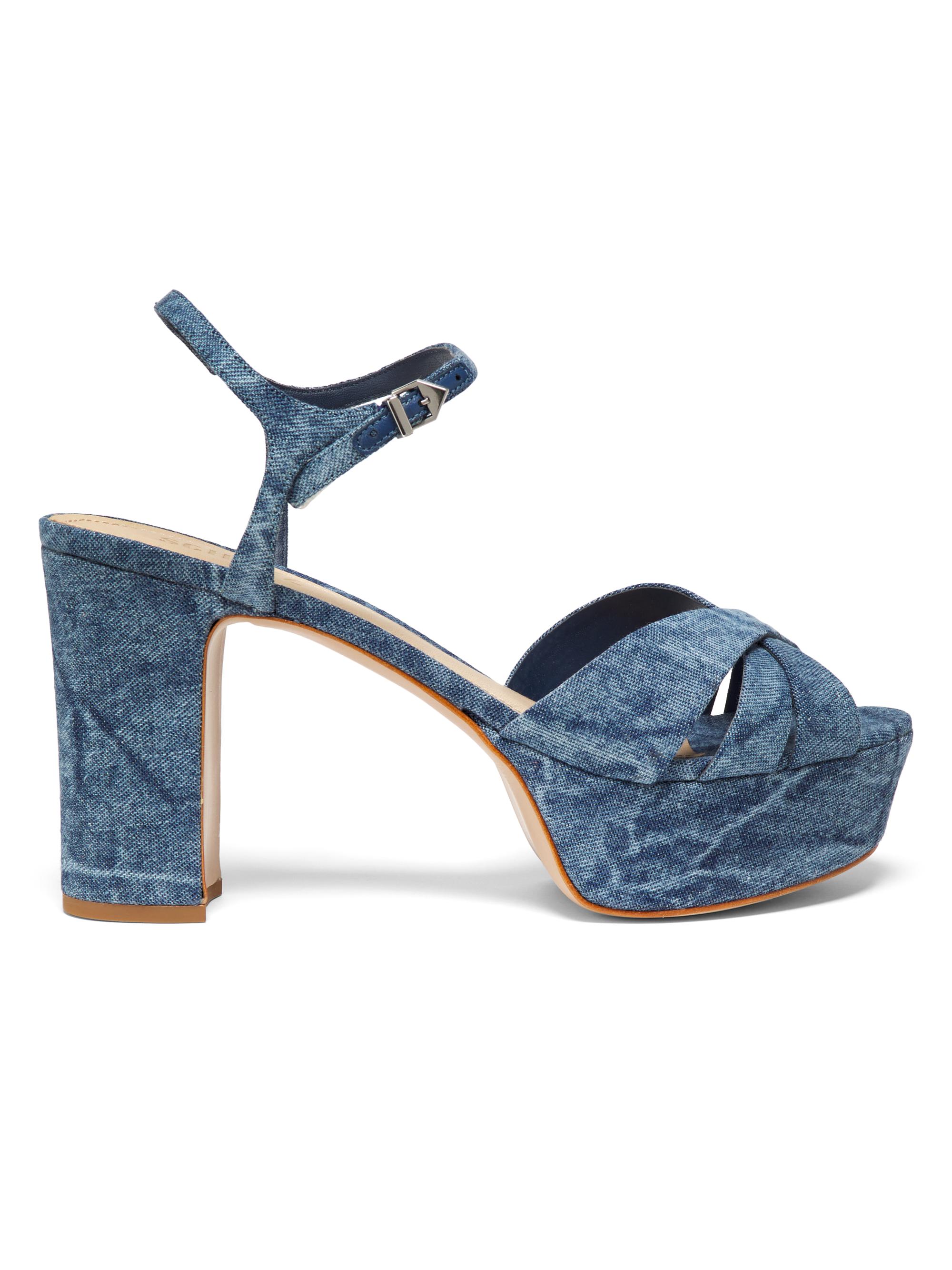 Schutz Women's Keefa Crisscross Denim Platform Sandals - Blue