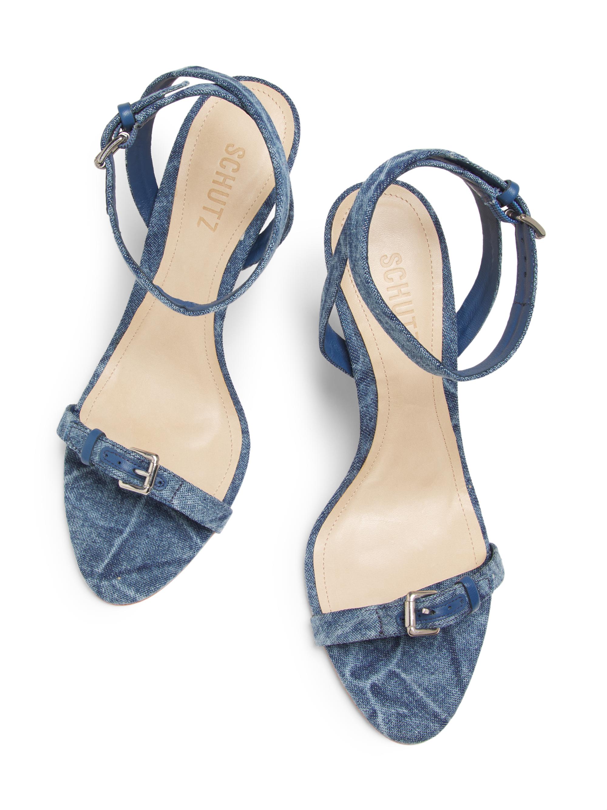 Schutz Aurora Denim High-Heel Sandals | Saks Fifth Avenue