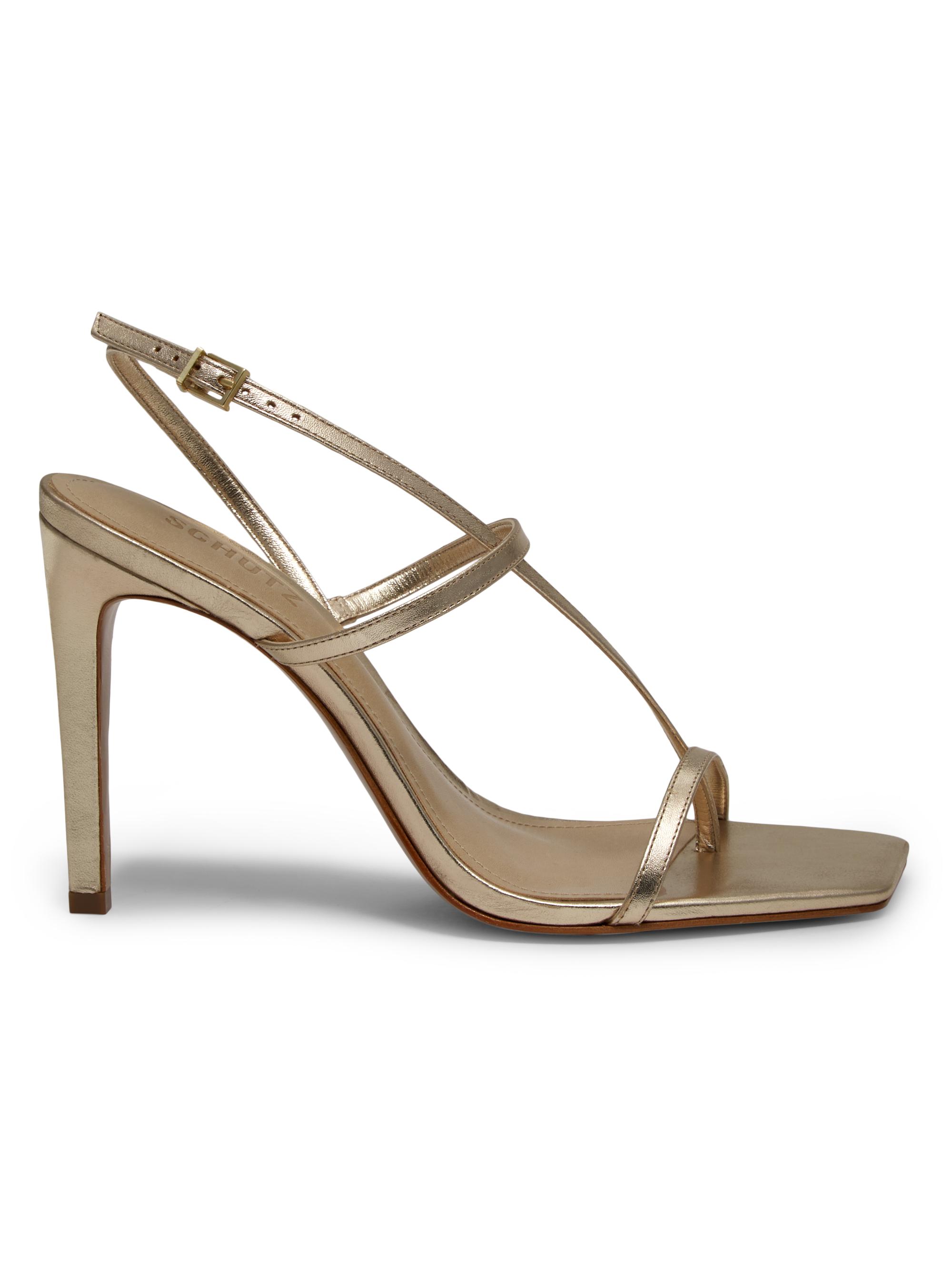 Schutz Women's Heloise 100MM Metallic Leather Sandals - Platina