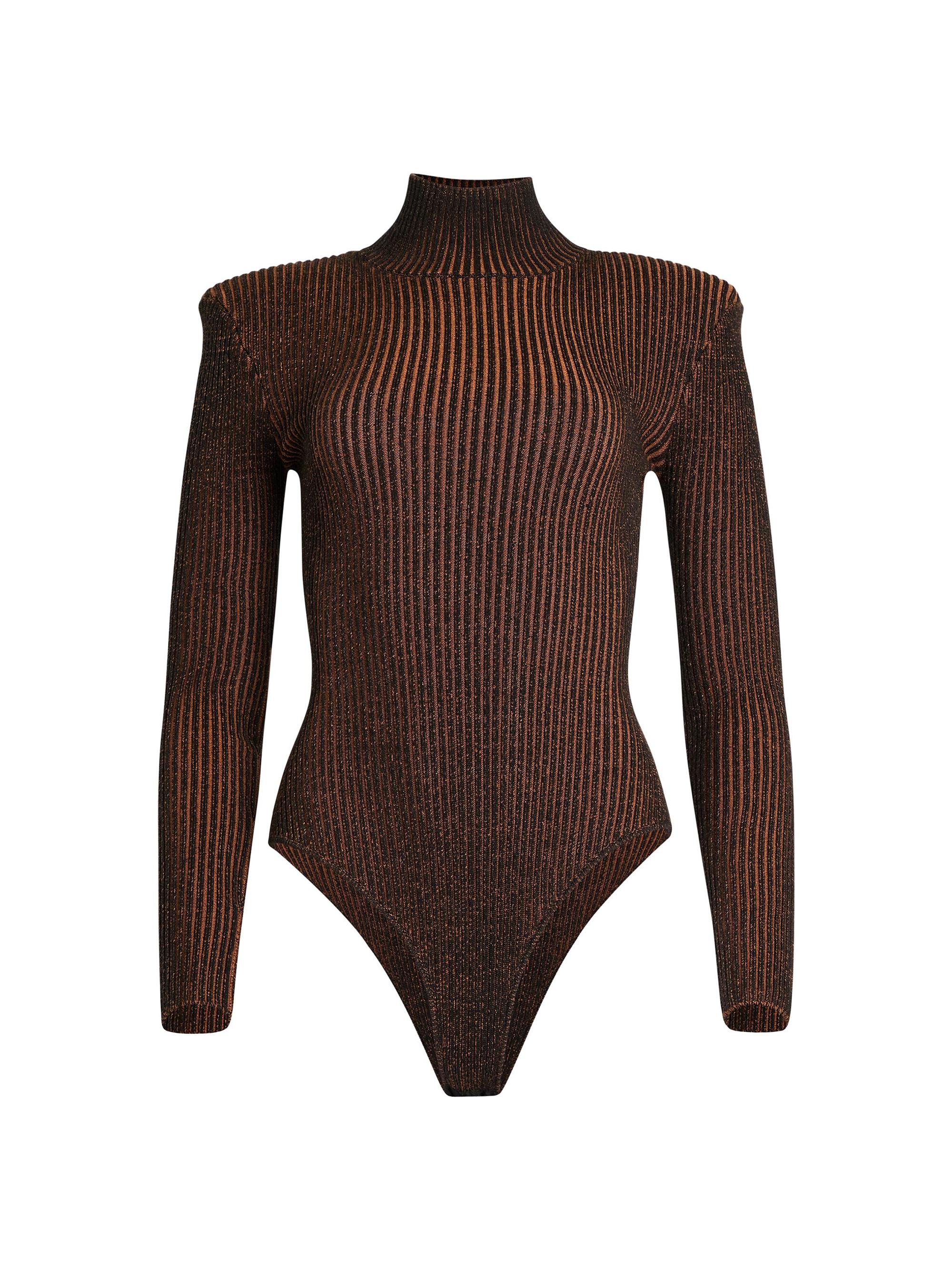 Ser.o.ya Women's Marina Rib Knit Body Suit - Camel Black