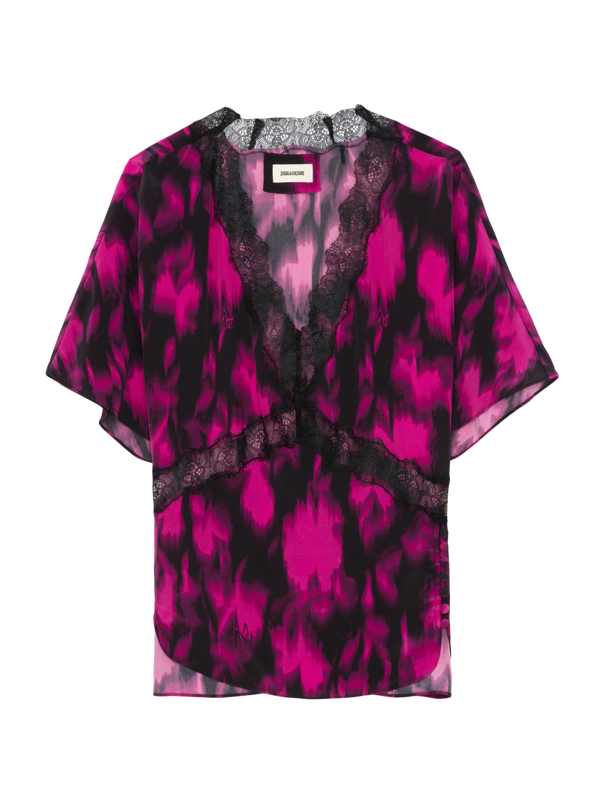 Zadig & Voltaire Women's Tzar Floral Silk Lace-Trim Top - Noir