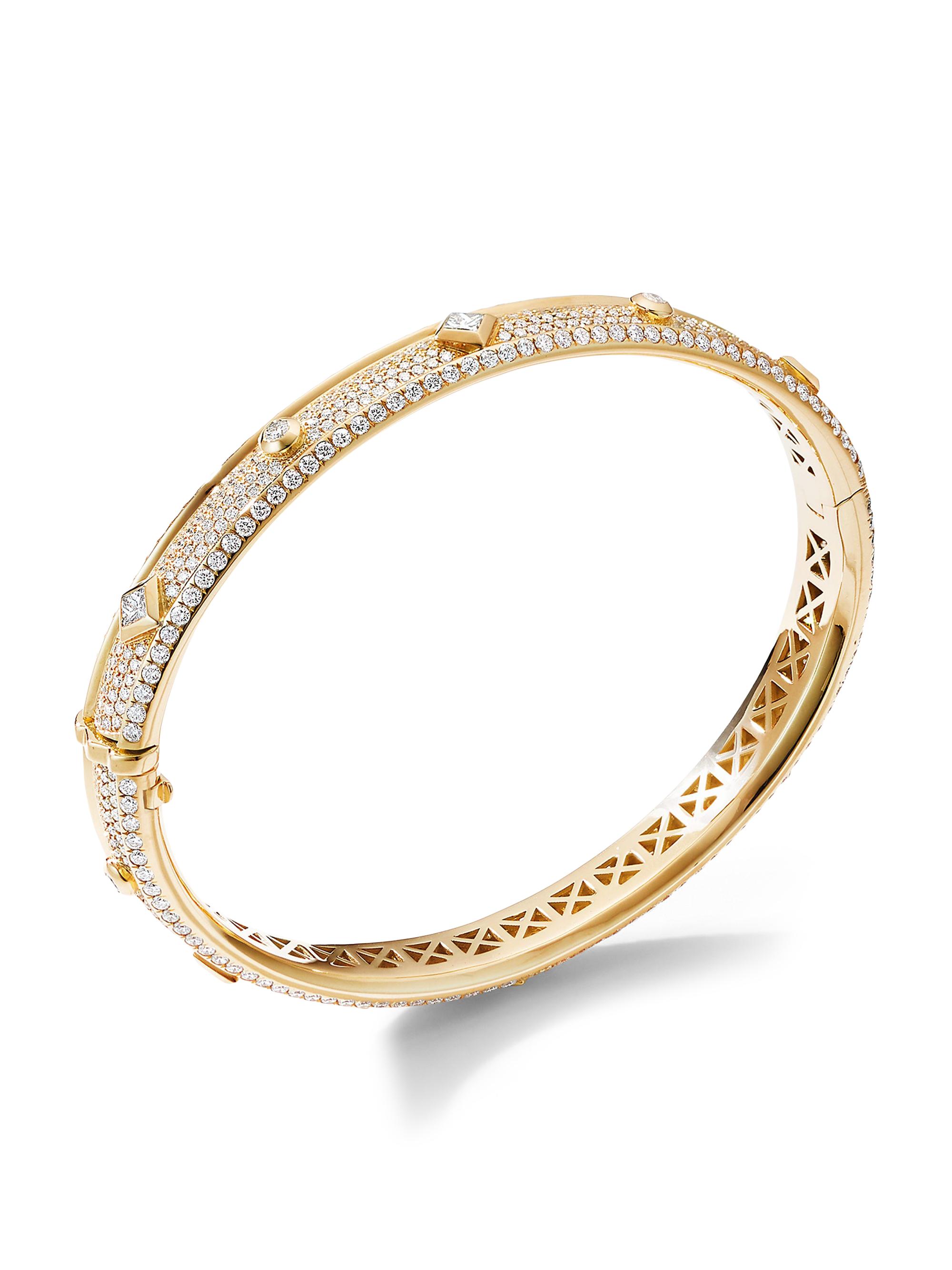David Yurman Women's Modern Renaissance Bangle Bracelet in 18K Yellow Gold - Diamond