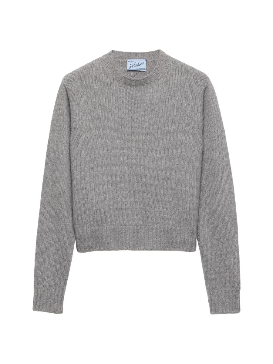 Prada Women's Ribbed Knit Re-cashmere Sweater In Gray