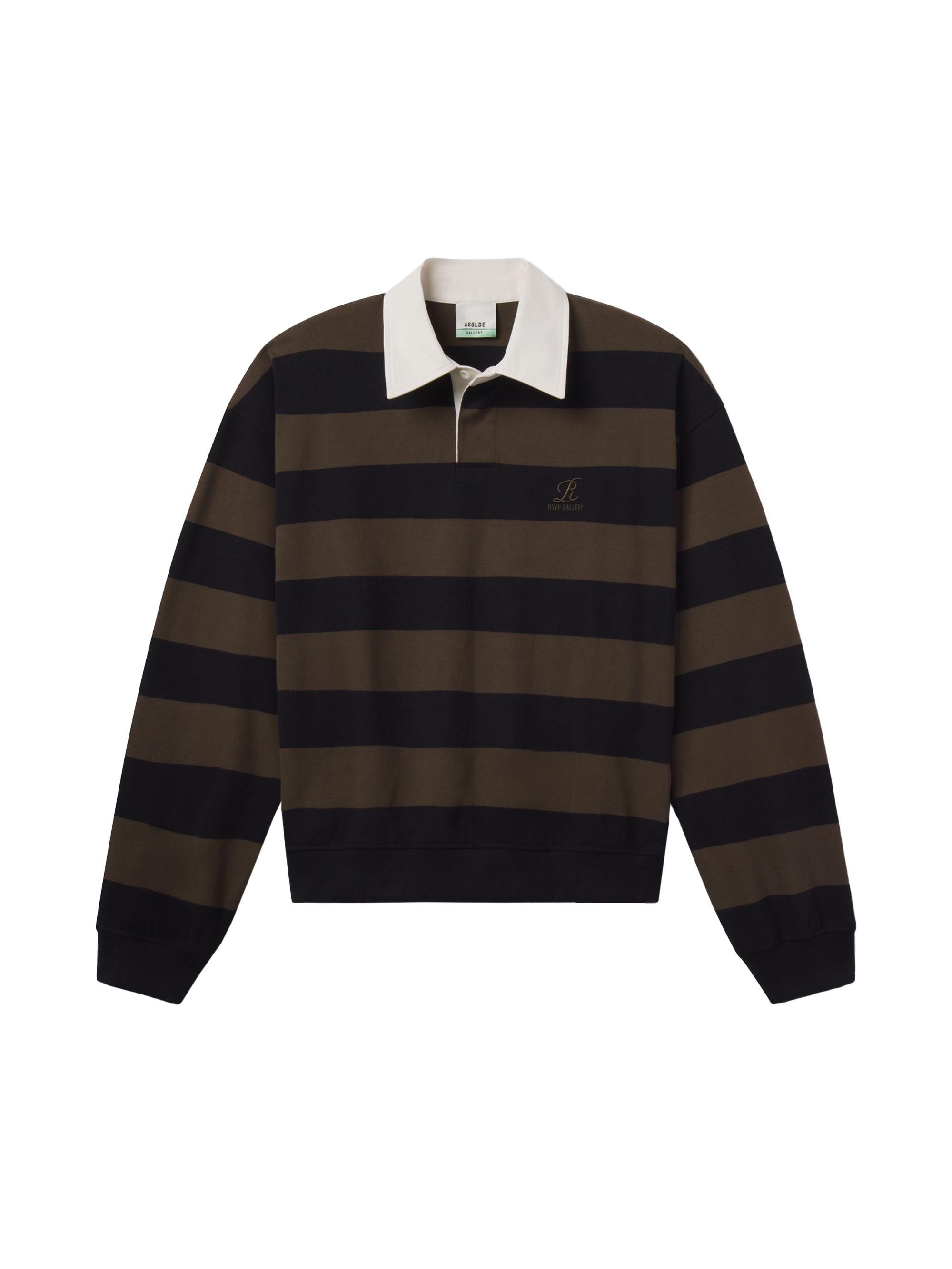 Agolde Men's  X RSVP Gallery Striped Rugby Shirt - Olive Black