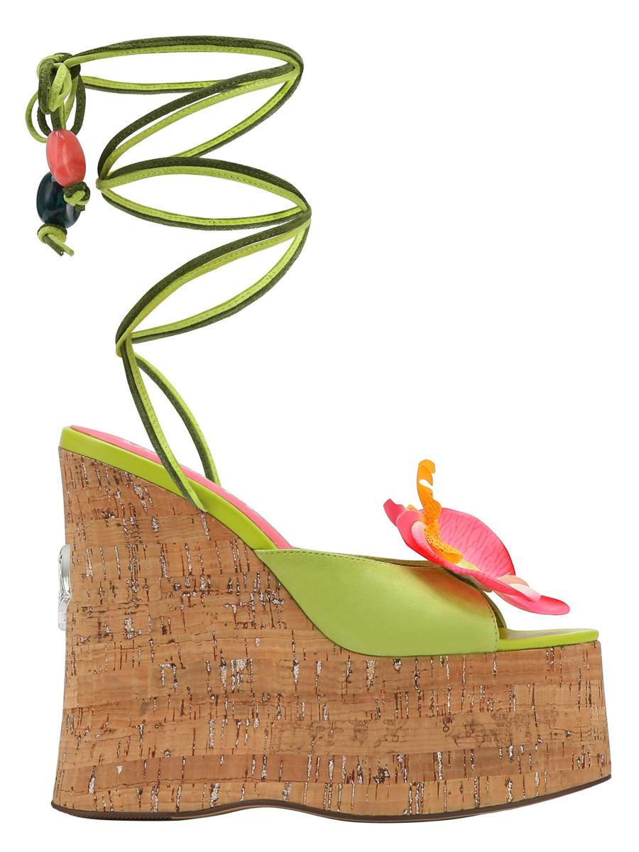 NAKED WOLFE ◆ Sunflower 花 厚底 サンダル ヒール 14cm Naked Wolfe Sunflower Kid Suede Wedges | Saks Fifth Avenue