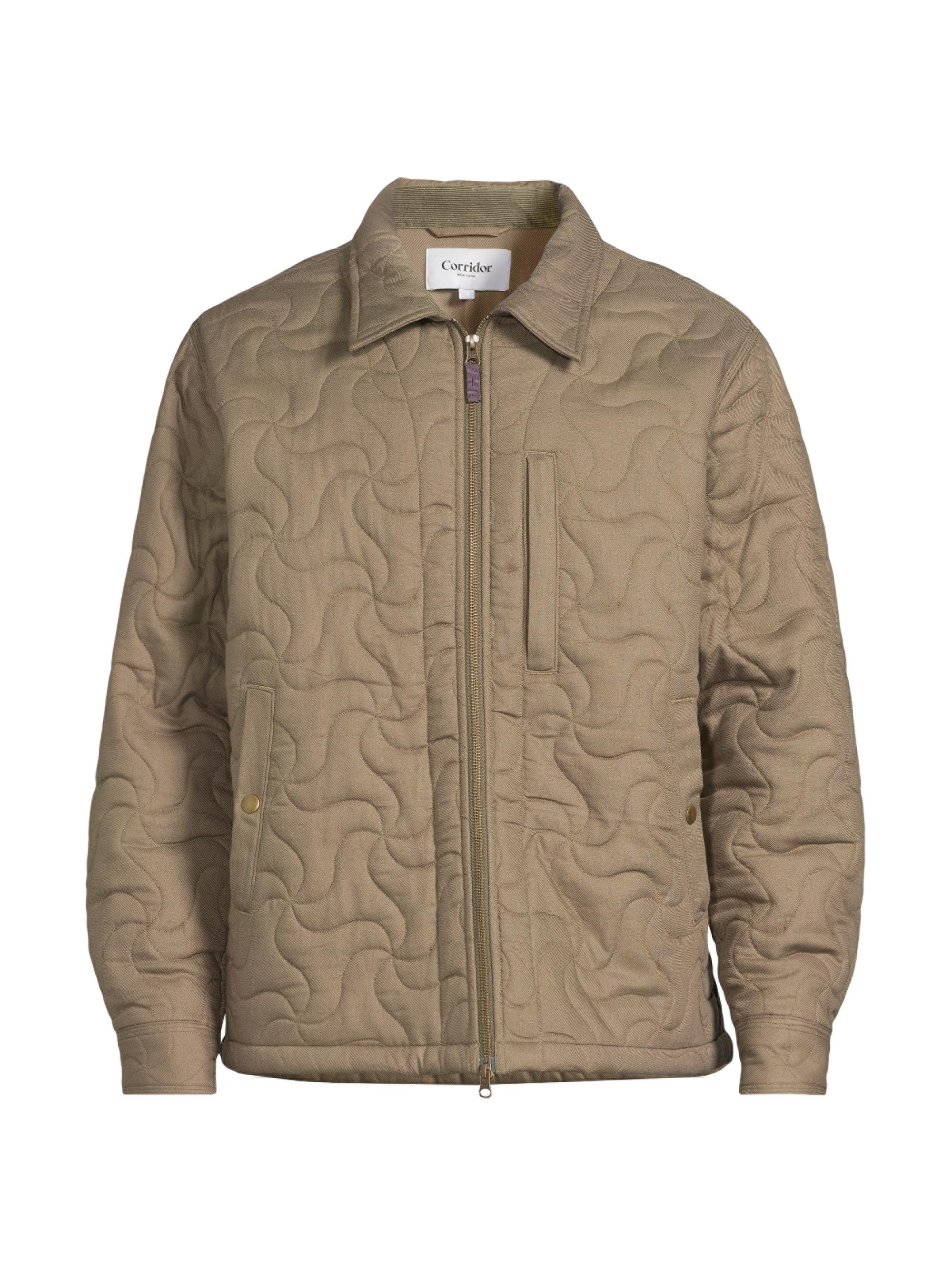 Corridor Men's Dreamweaver Quilted Cotton Zip-Front Jacket - Army