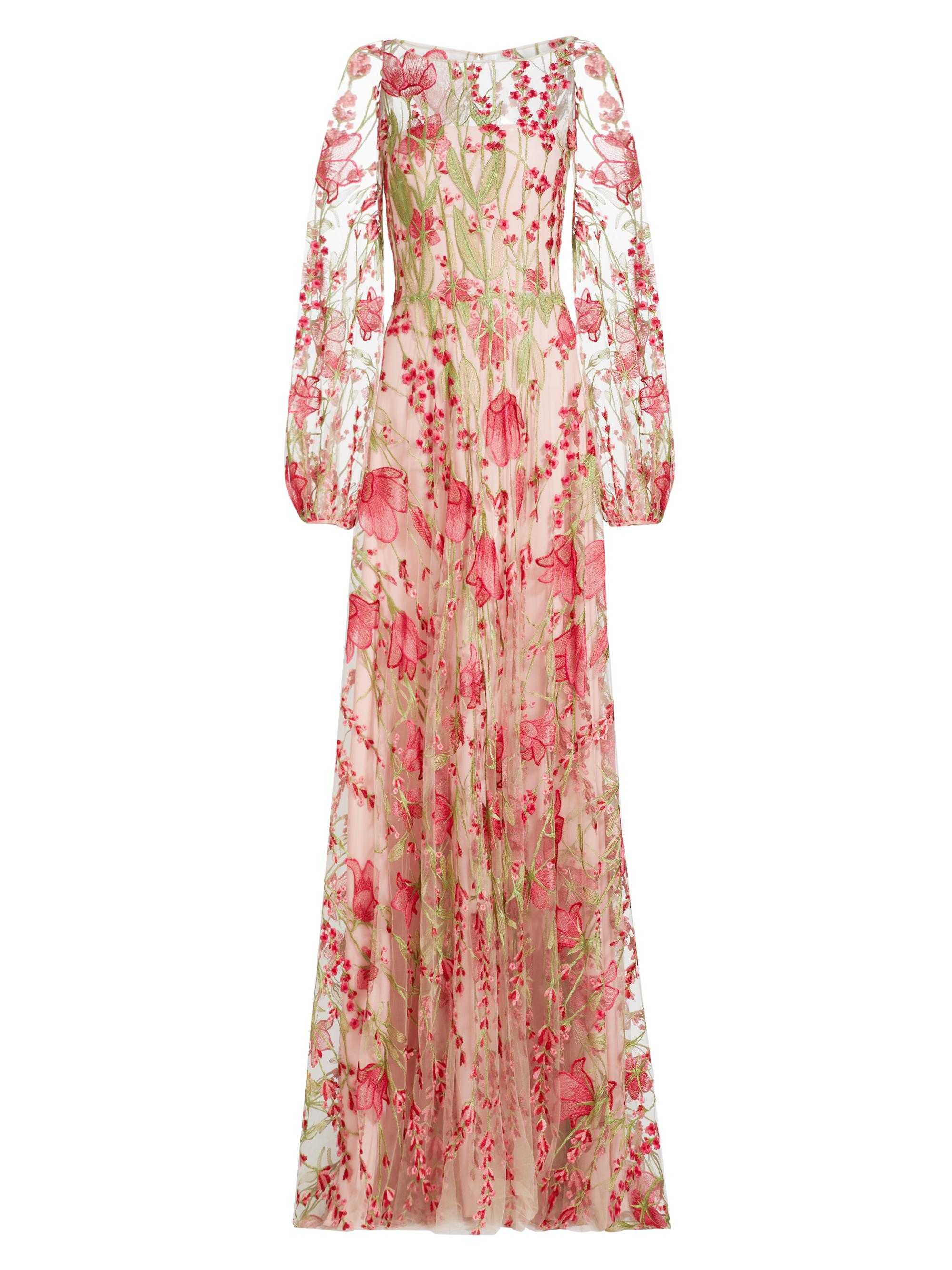 Naeem Khan Women's Floral Tulle Balloon-Sleeve Gown - Pink Multi