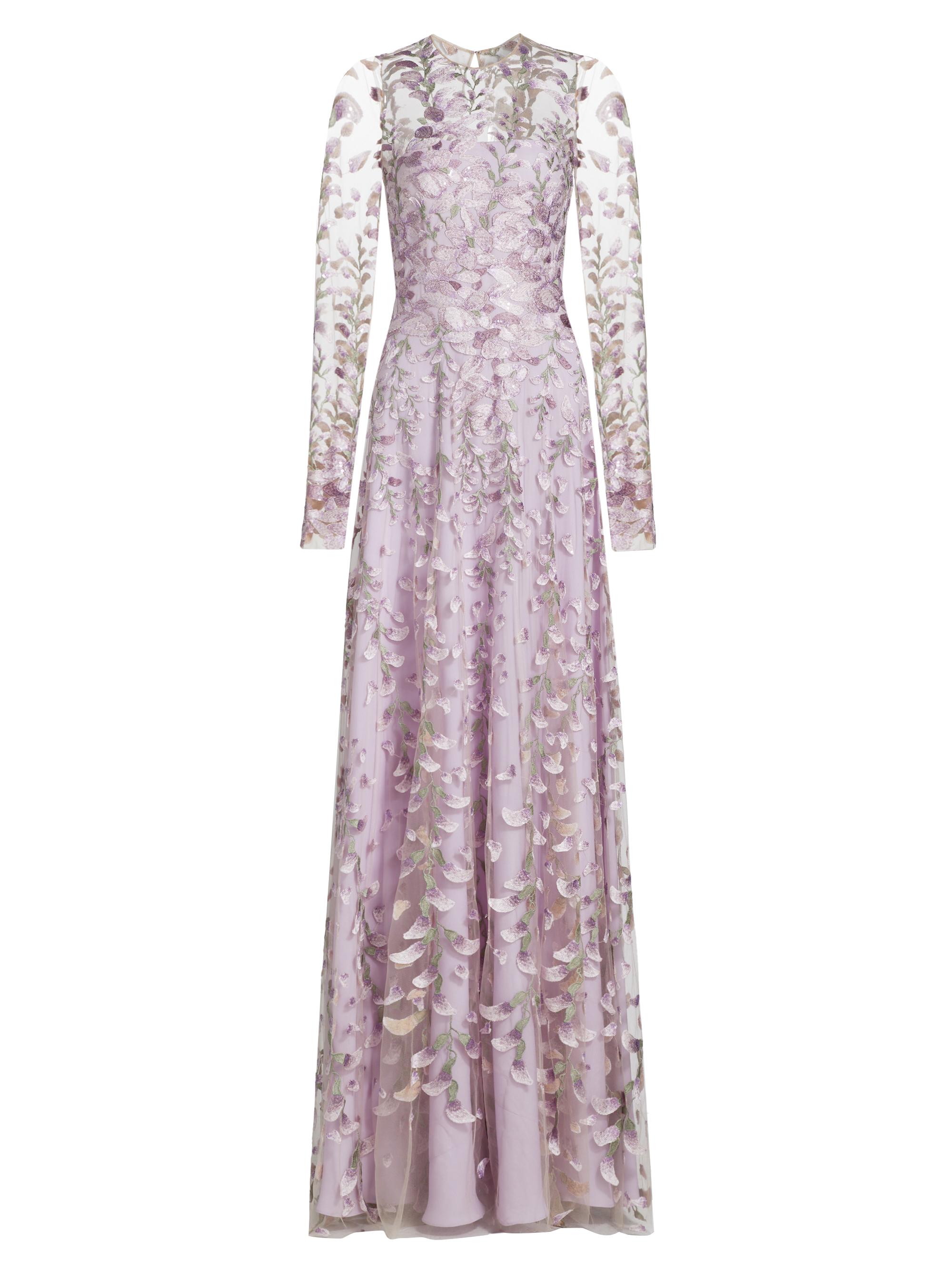 Naeem Khan Women's Embroidered Floral Tulle Gown - Lilac Multi