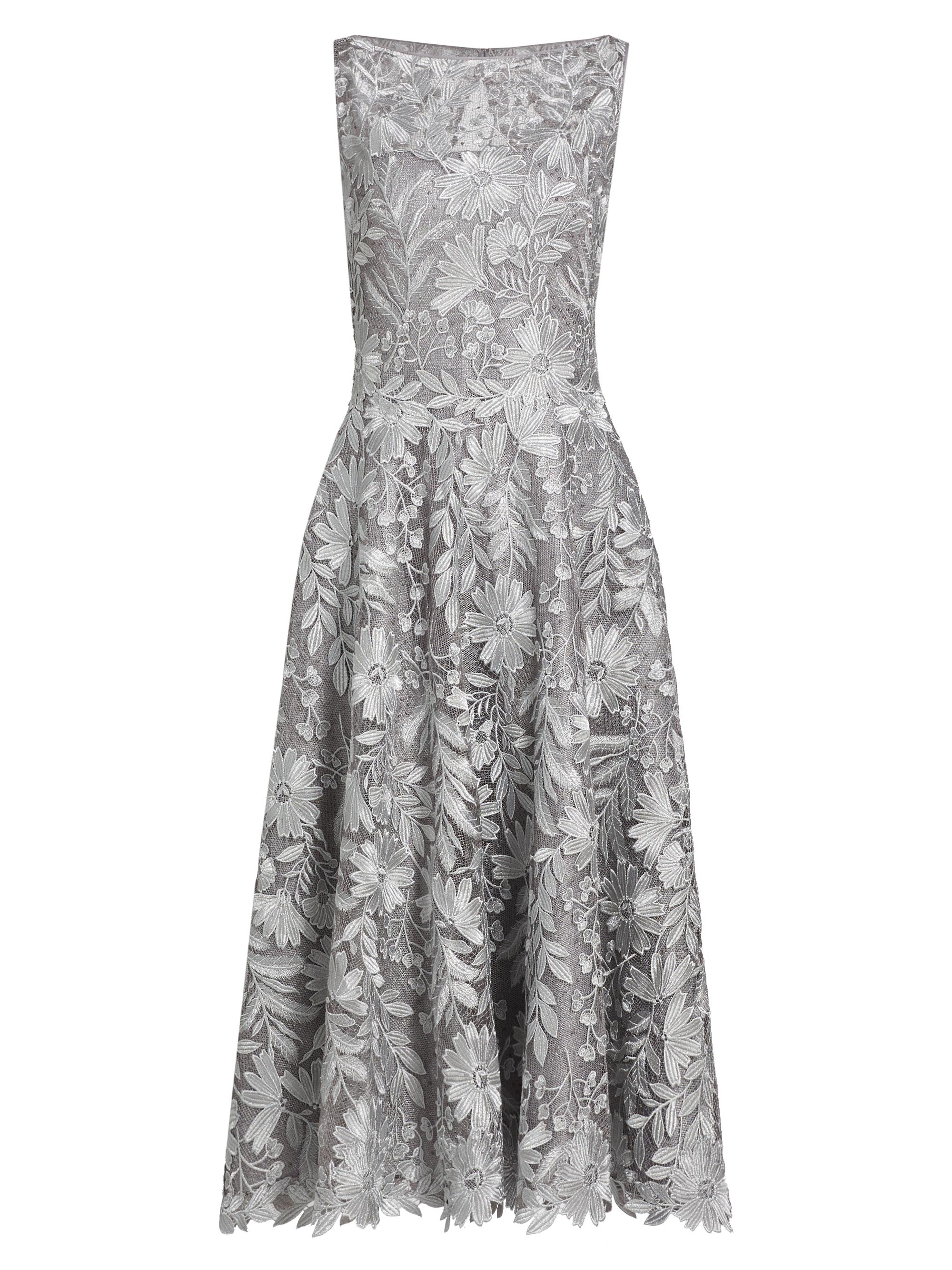 Naeem Khan Women's Floral Lace Cocktail Midi-Dress - Silver