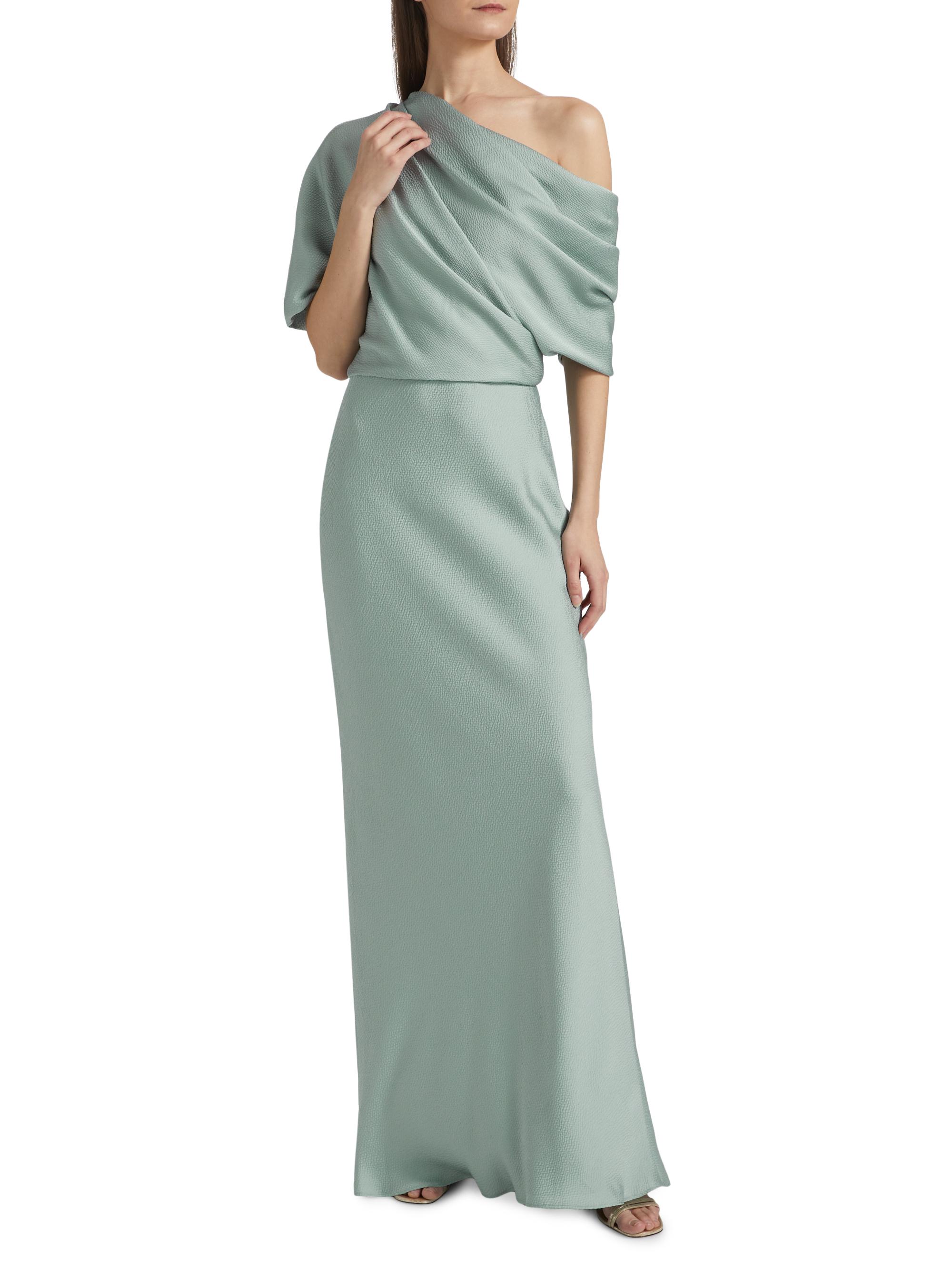 amsale draped satin one-shoulder dress Amsale Draped Satin One Shoulder Dress