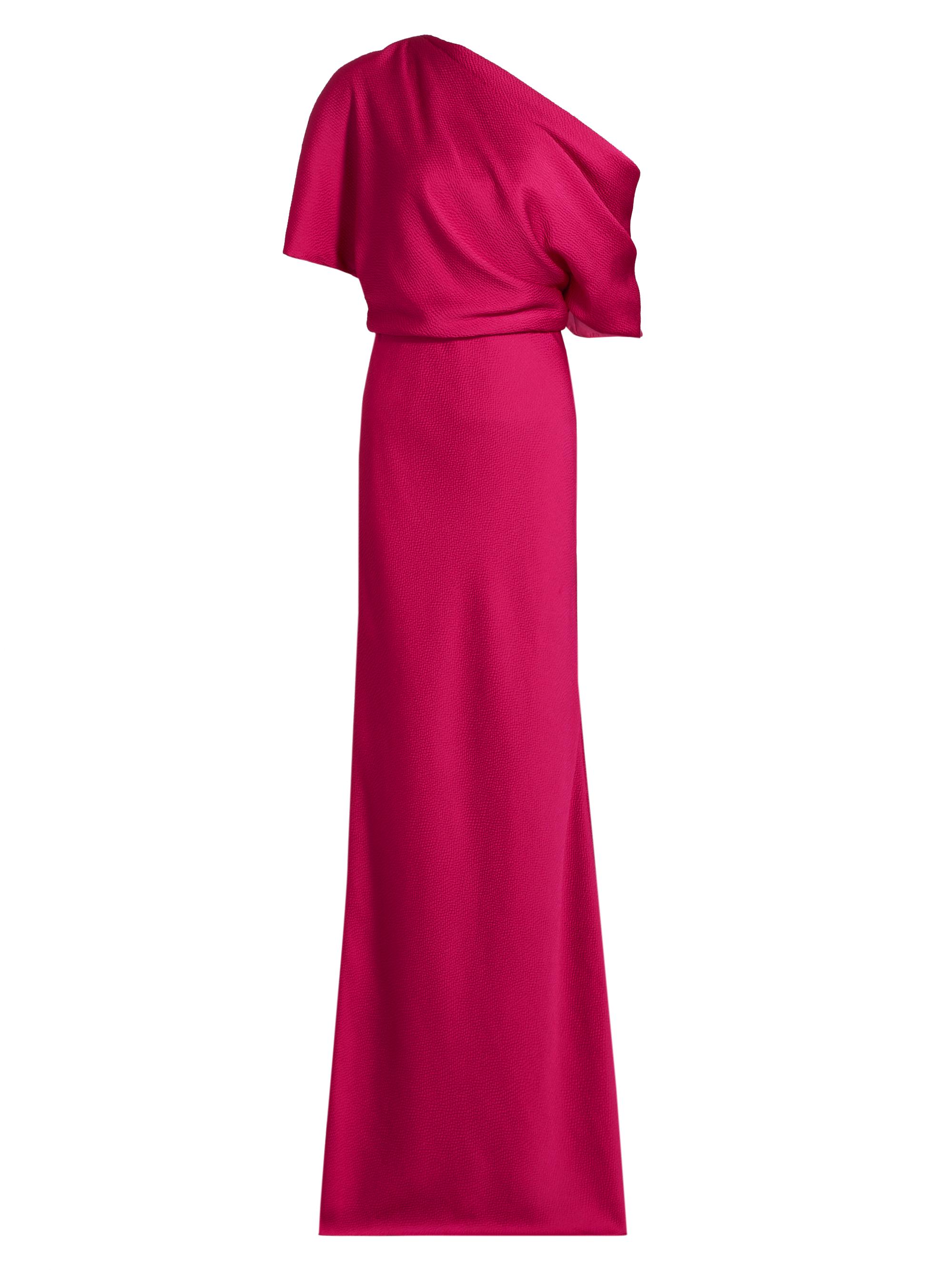 Amsale Women's Satin Draped One-Shoulder Column Gown - Magenta